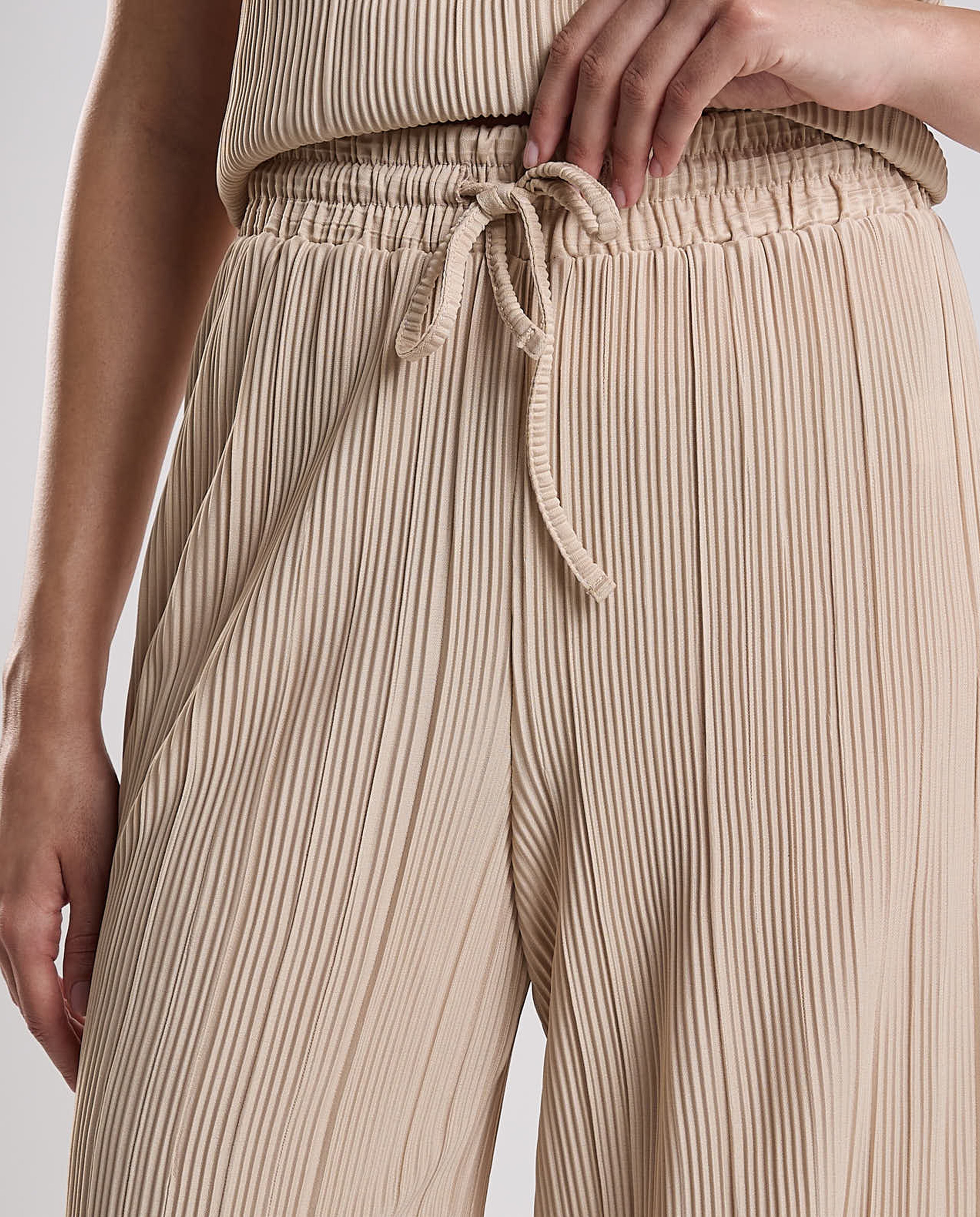 Pleated Trousers with Drawstring Waist