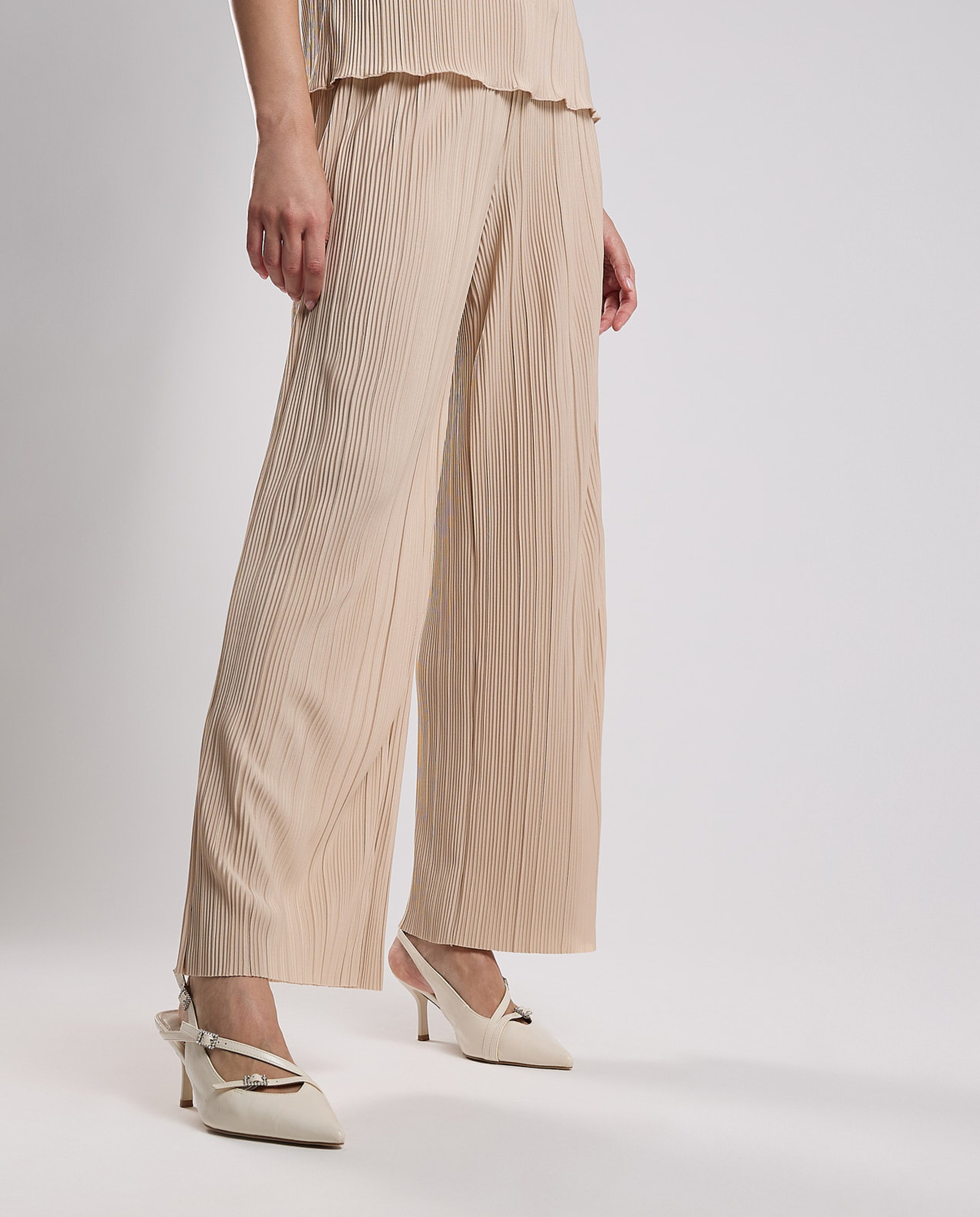 Pleated Trousers with Drawstring Waist