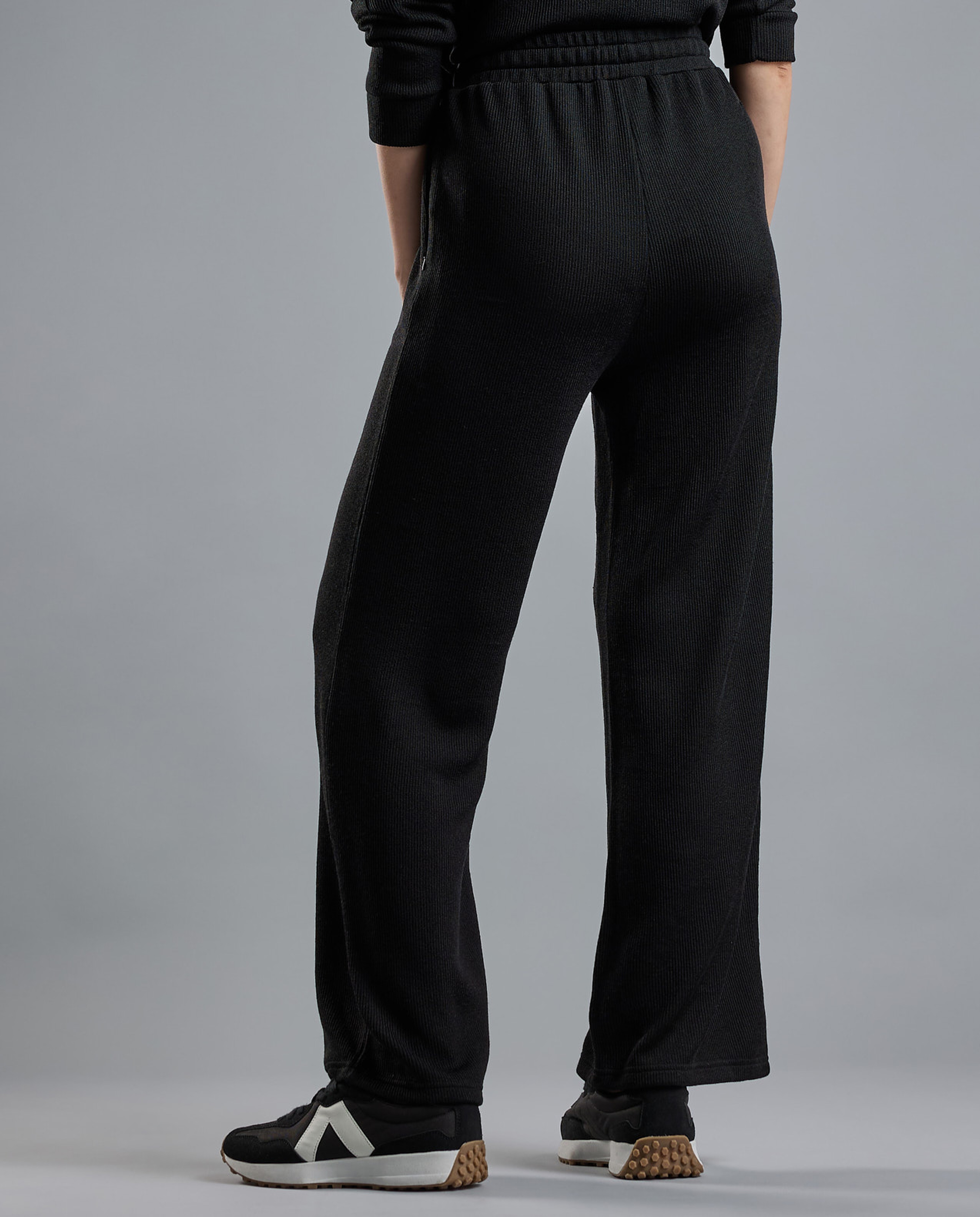 Textured Track Pants with Drawstring Waist