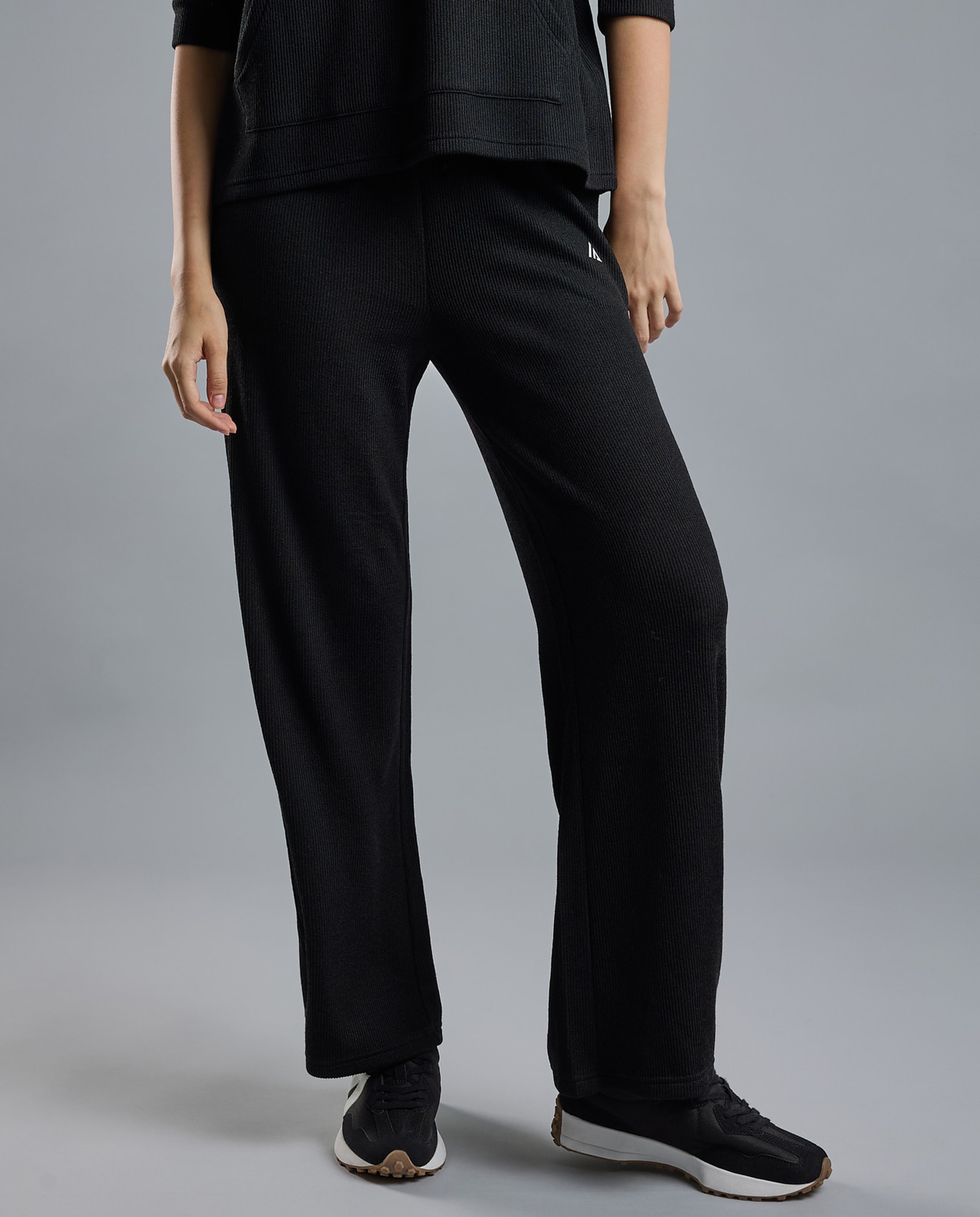 Textured Track Pants with Drawstring Waist