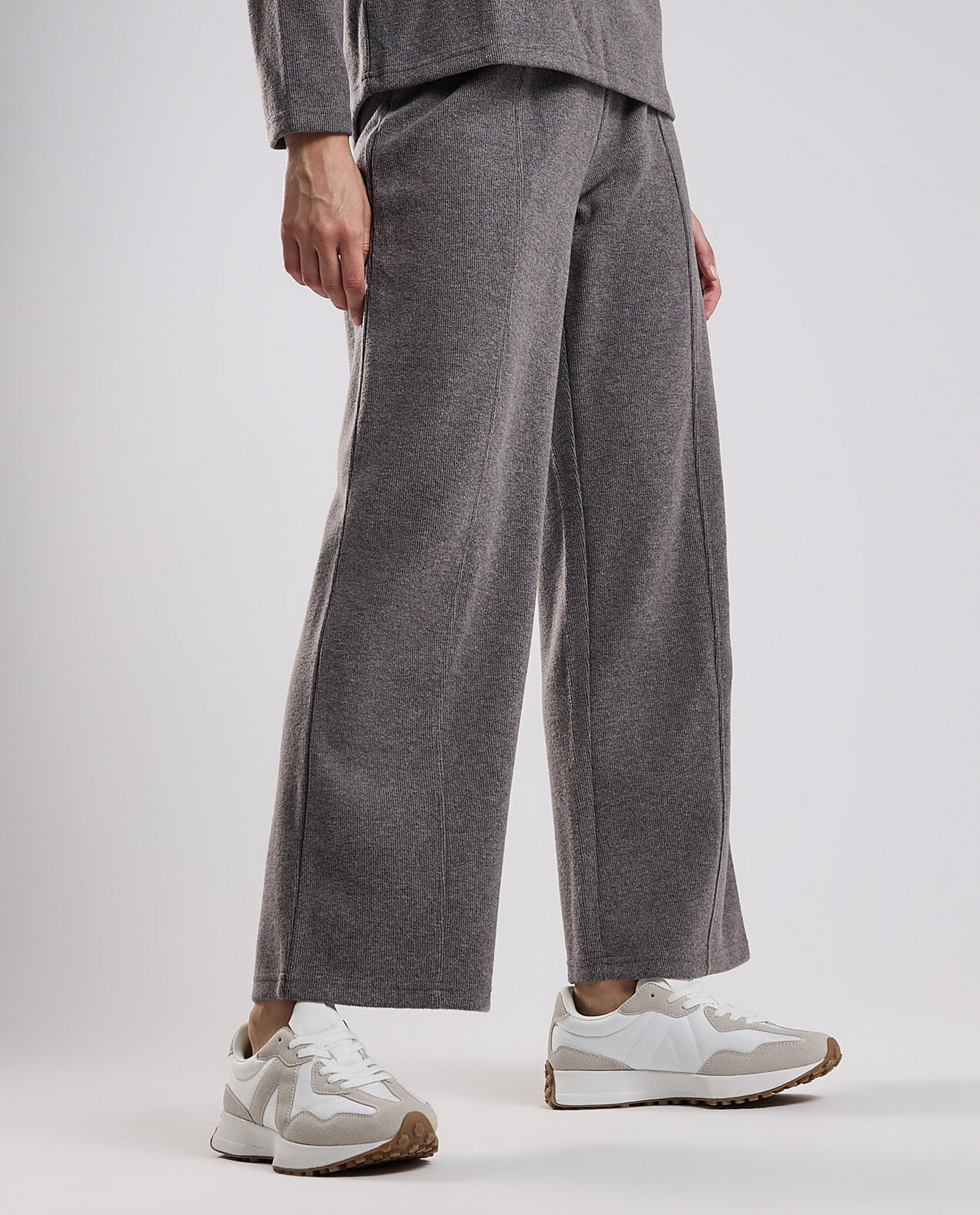 Textured Knit Pants with Elastic Waist