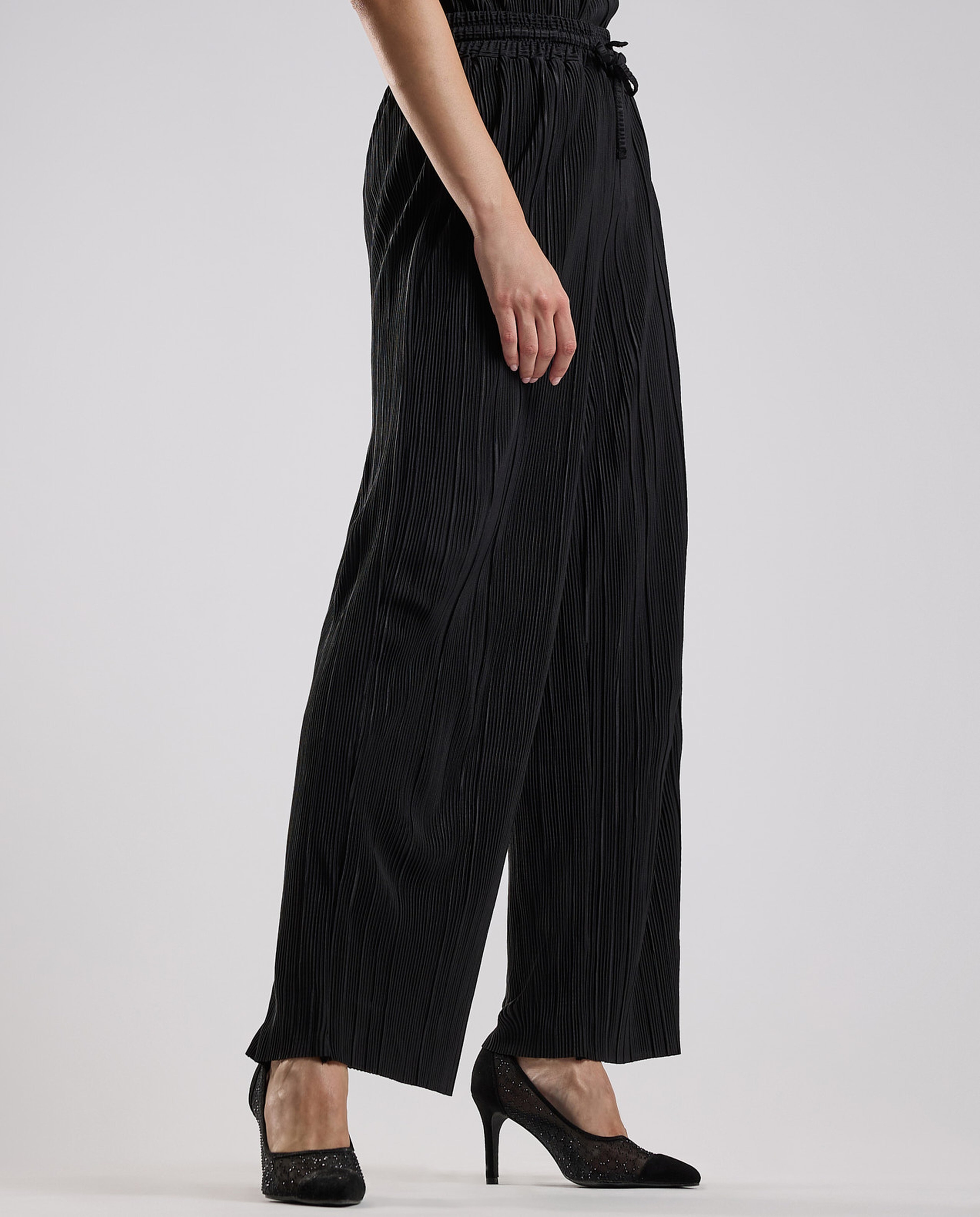Pleated Trousers with Drawstring Waist