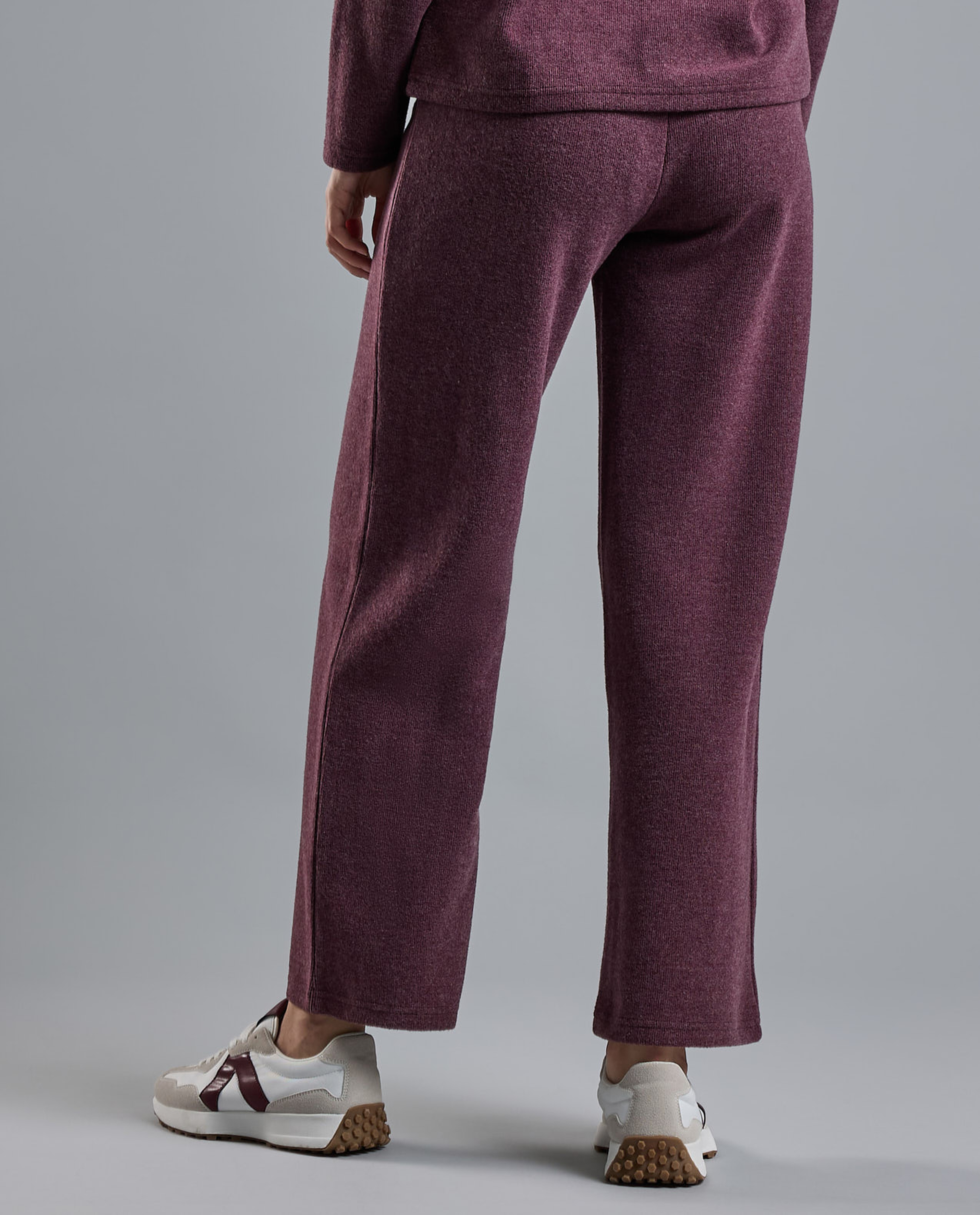 Textured Knit Pants with Elastic Waist