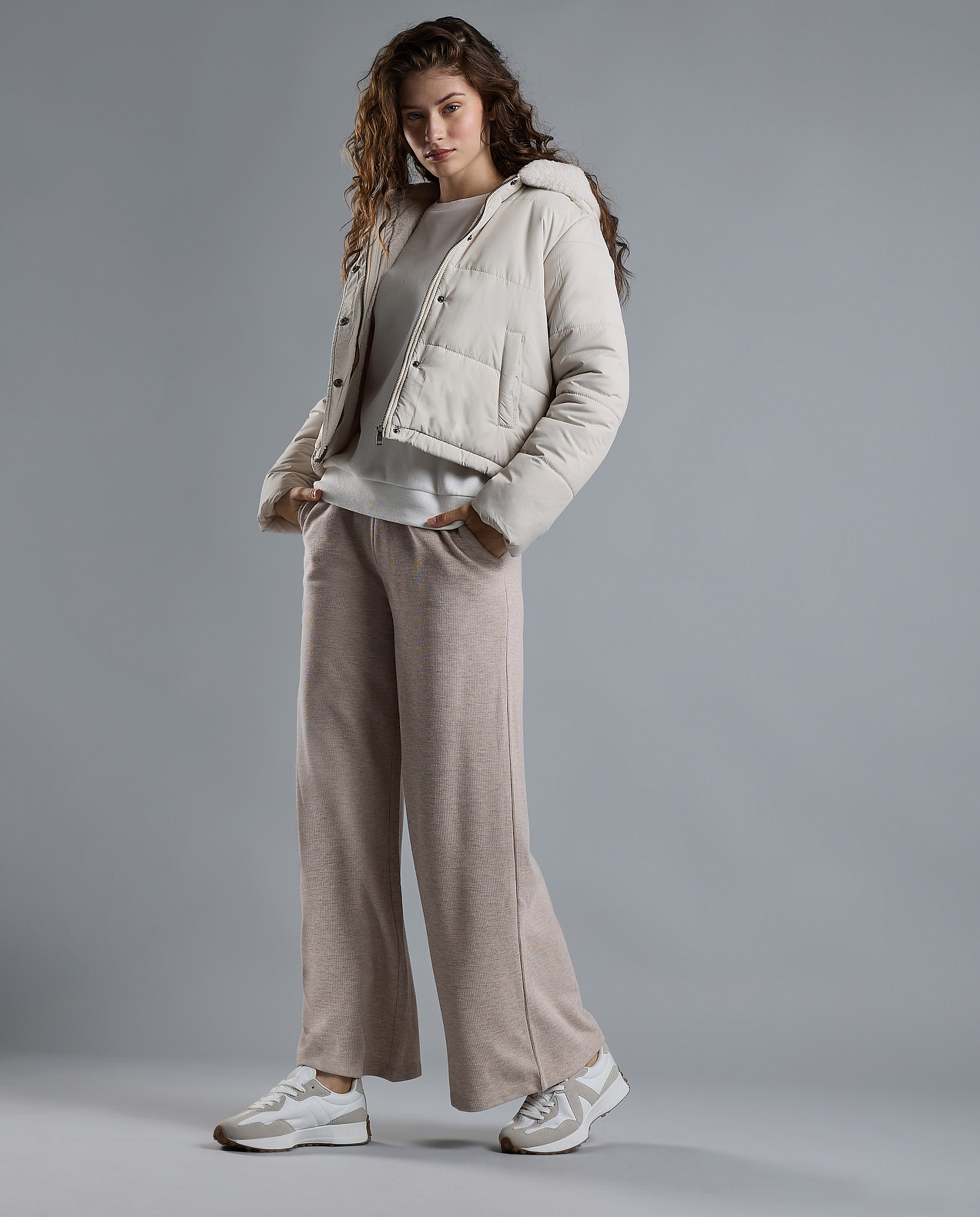 Quilted Hooded Puffer Jacket with Zipper Closure