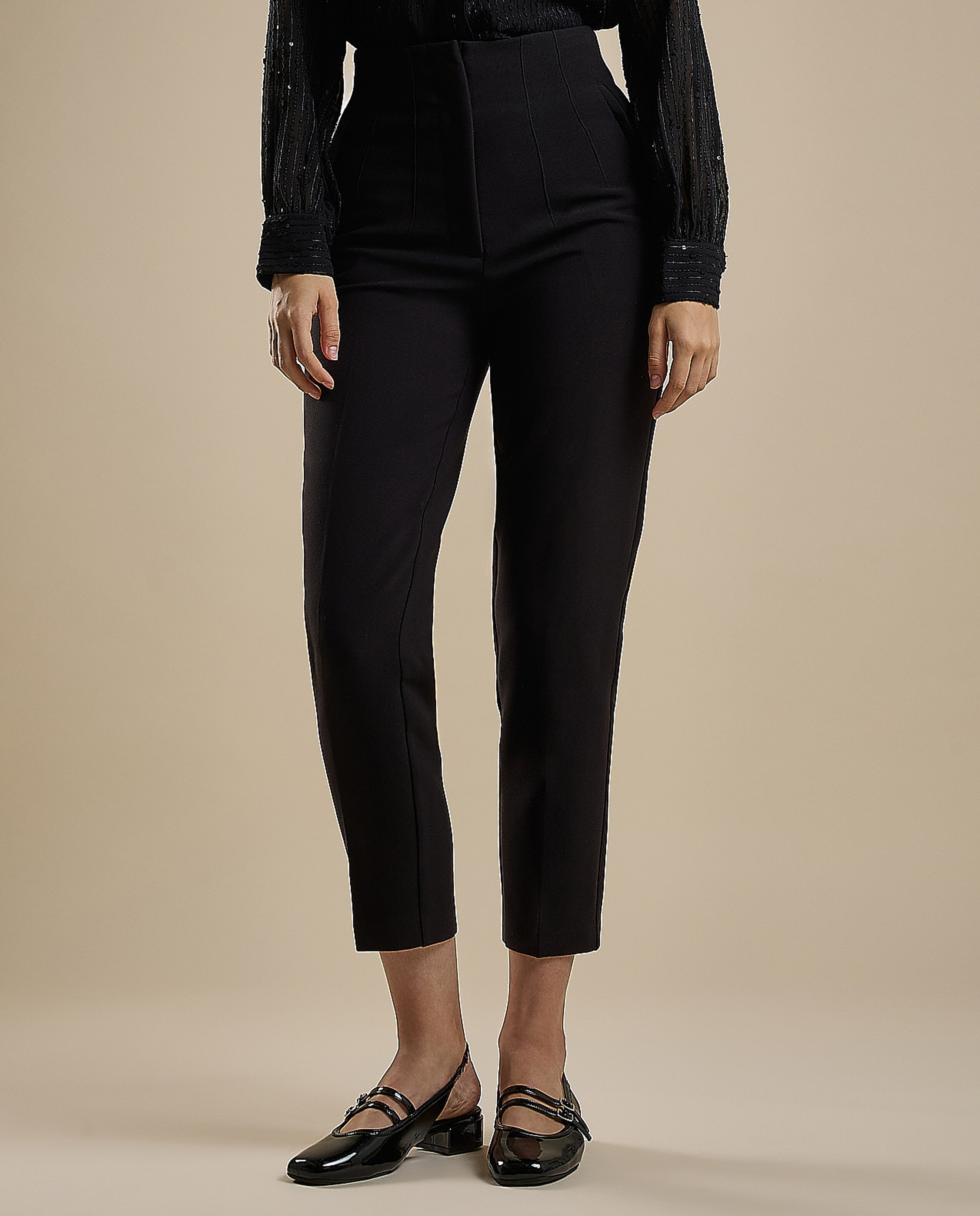 Solid Slim Fit Trousers with Button Closure