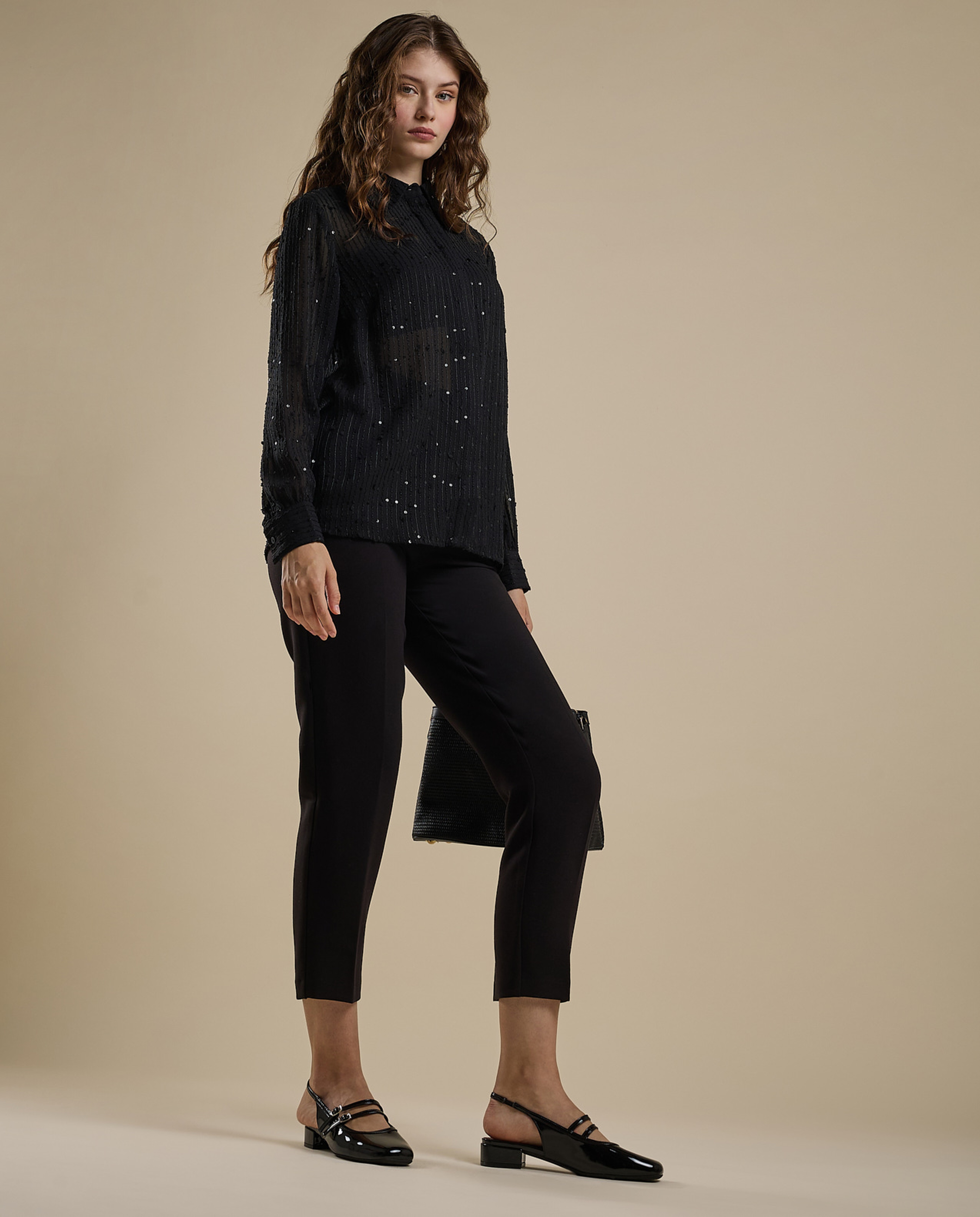 Solid Slim Fit Trousers with Button Closure