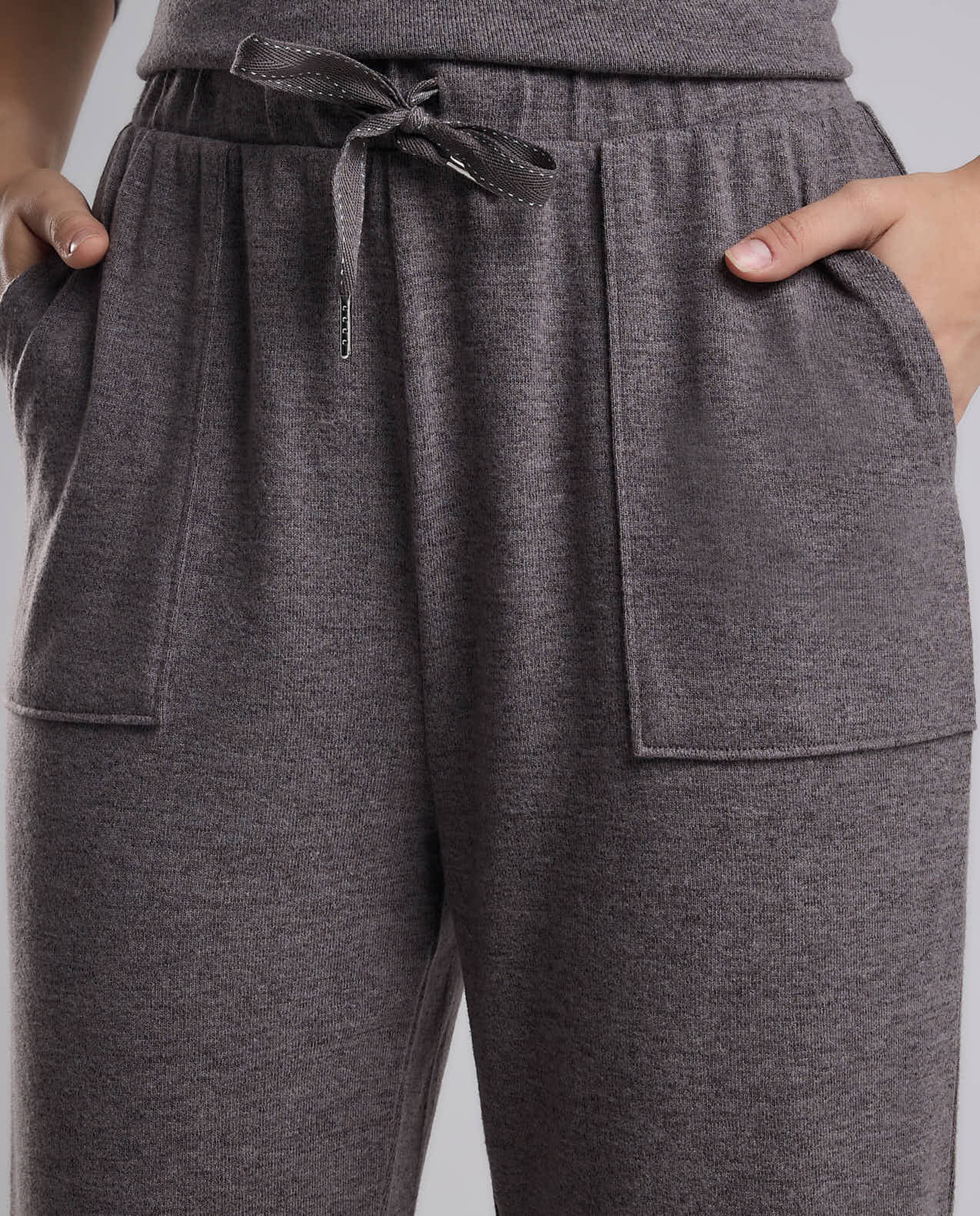 Ribbed Lounge Pants with Drawstring Waist