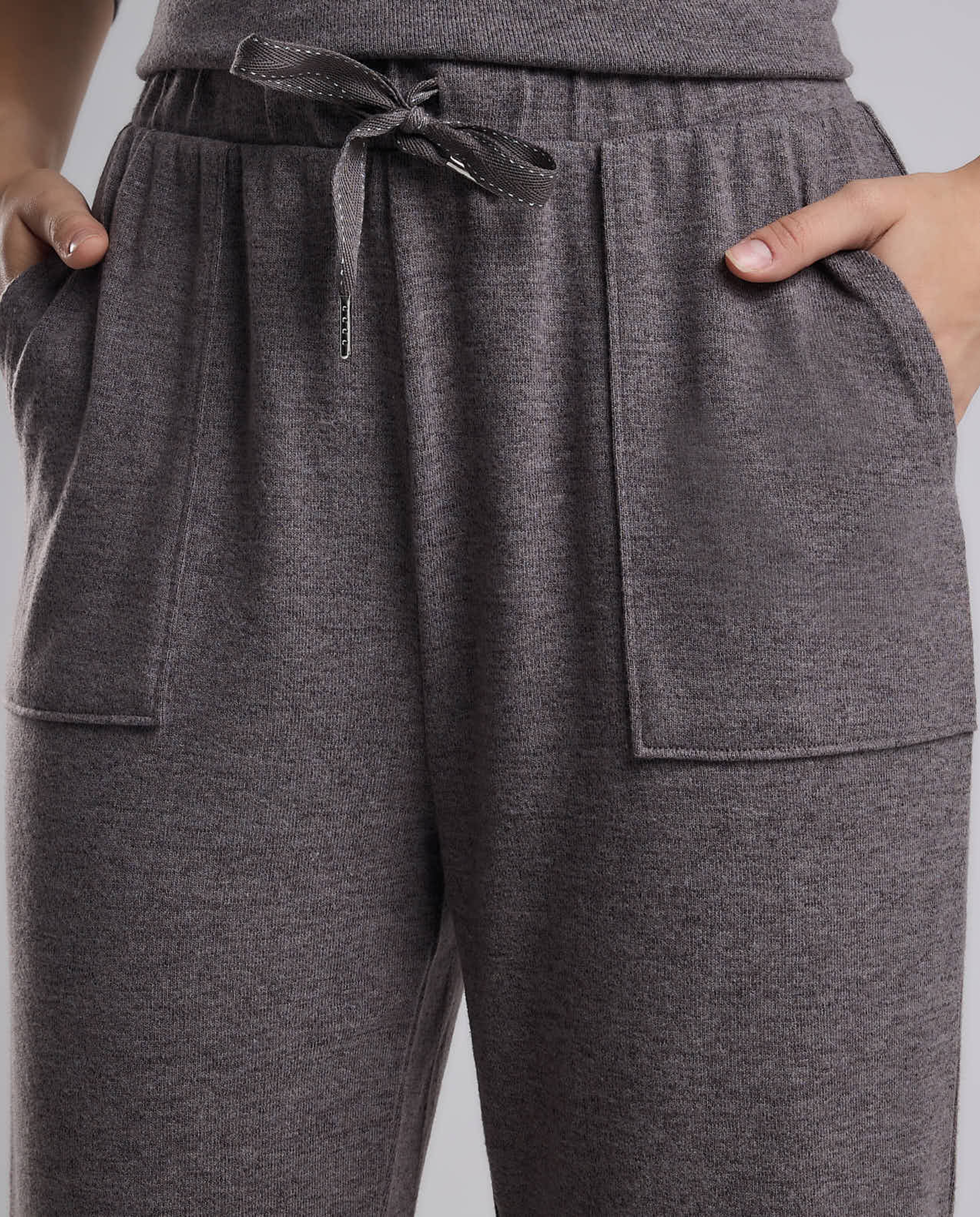 Ribbed Lounge Pants with Drawstring Waist