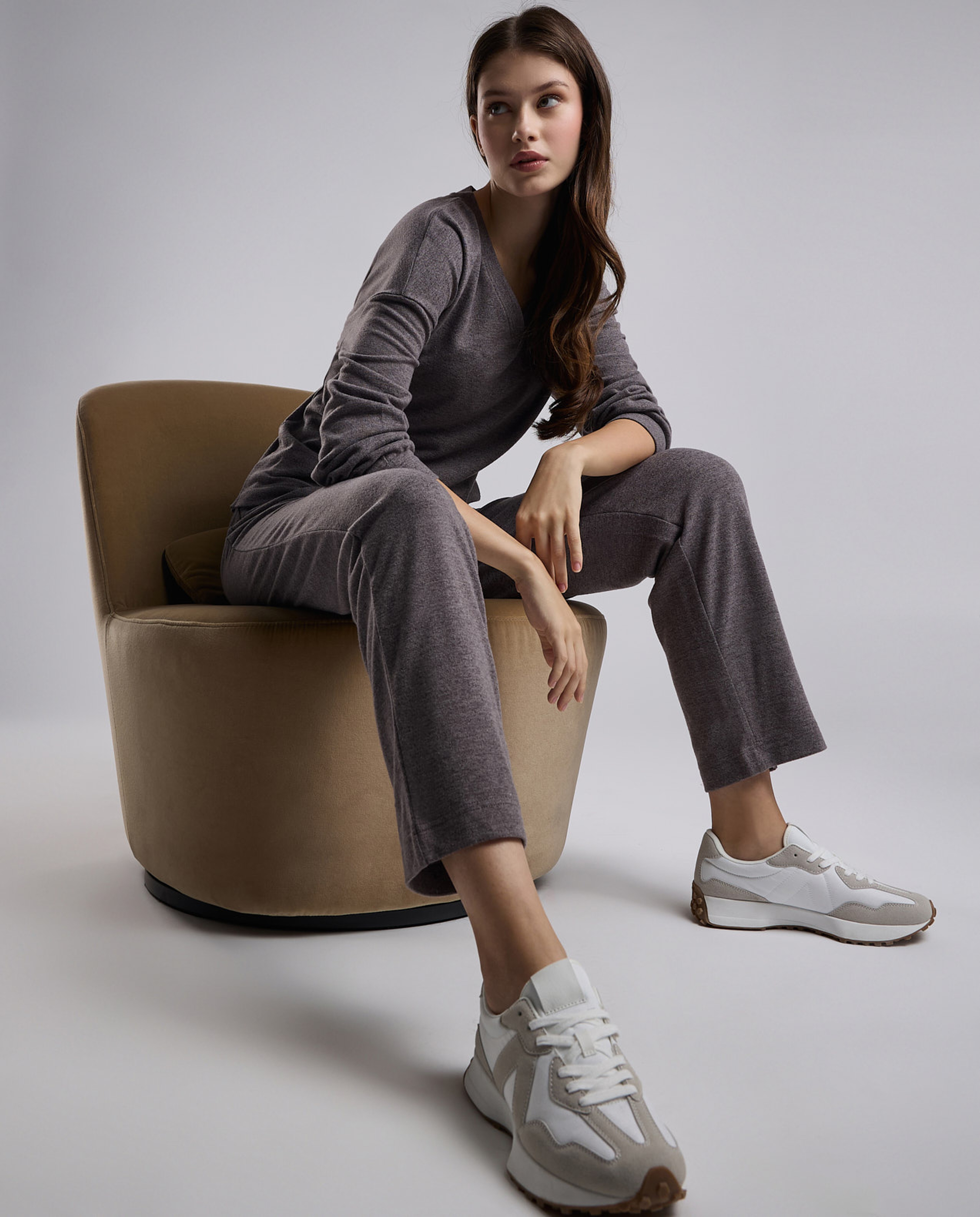 Ribbed Lounge Pants with Drawstring Waist