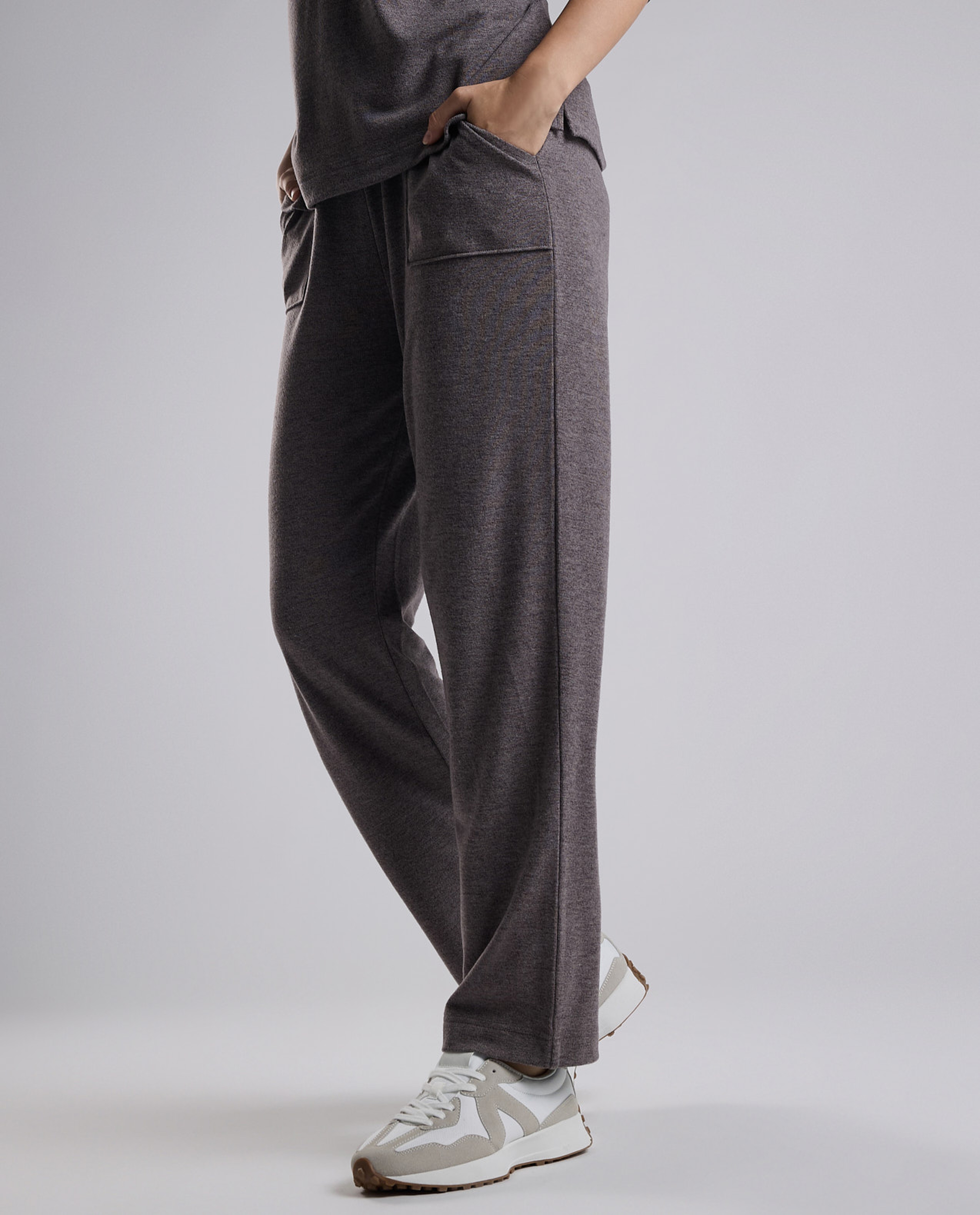 Ribbed Lounge Pants with Drawstring Waist
