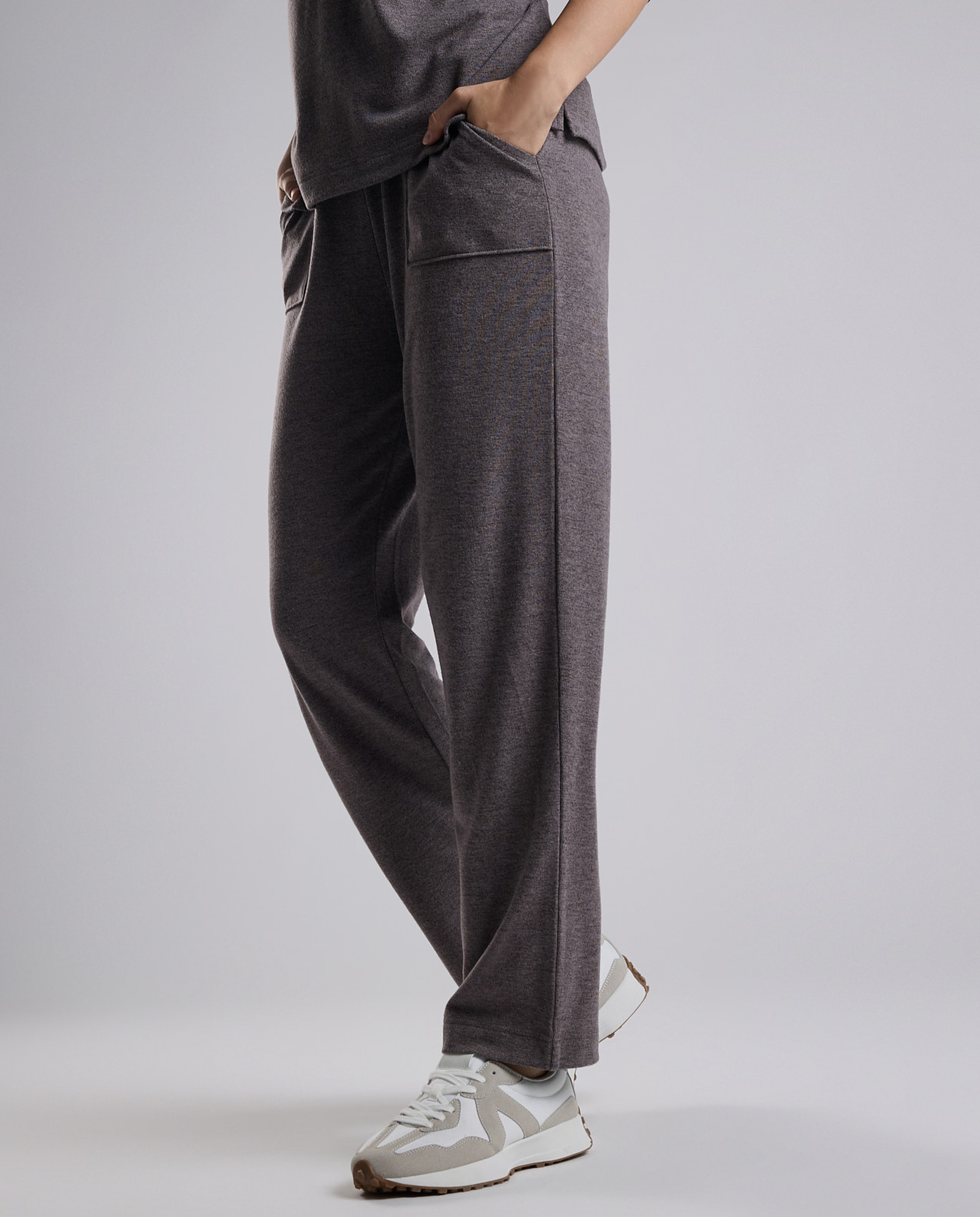 Ribbed Lounge Pants with Drawstring Waist