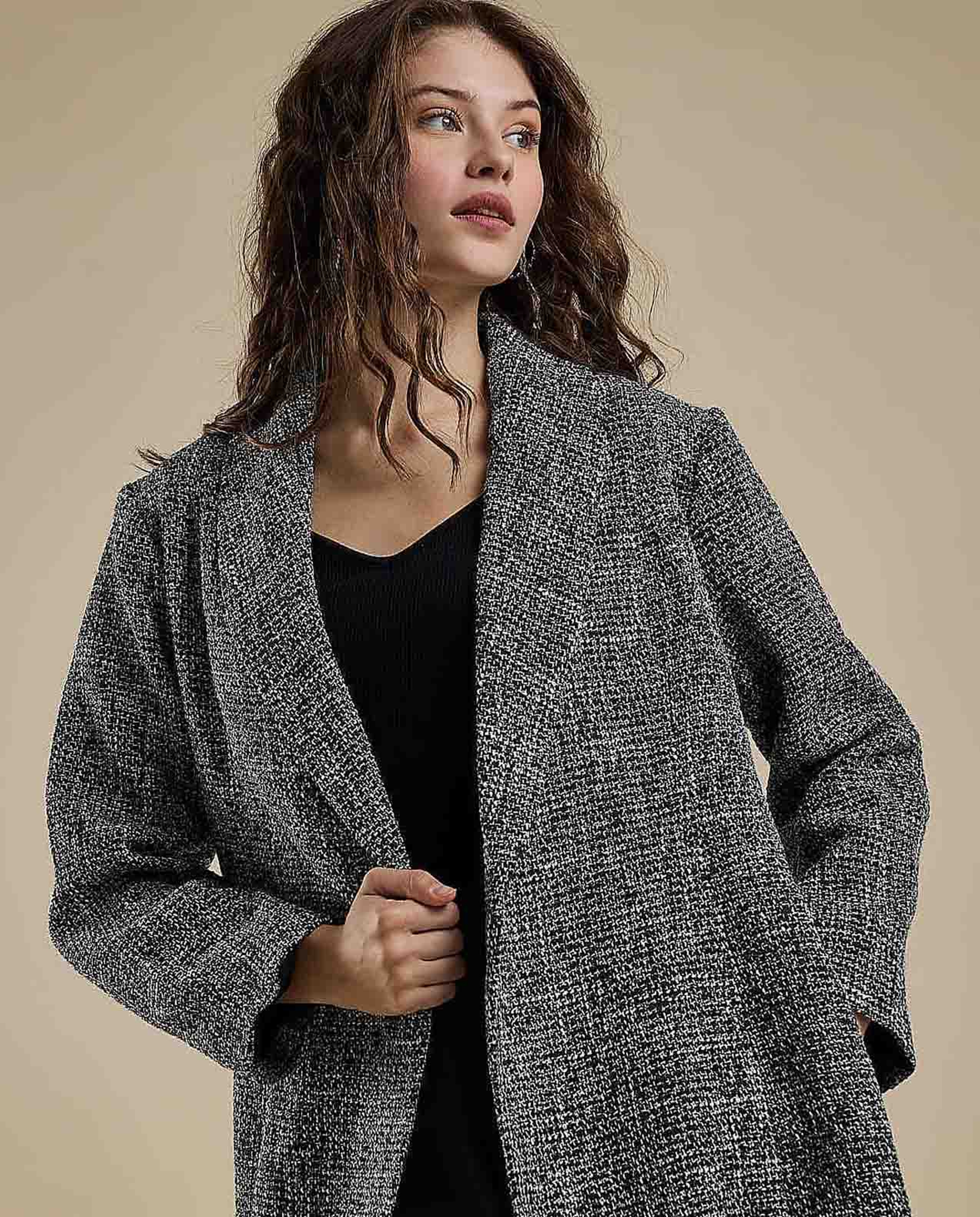 Textured Overcoat with Button Closure
