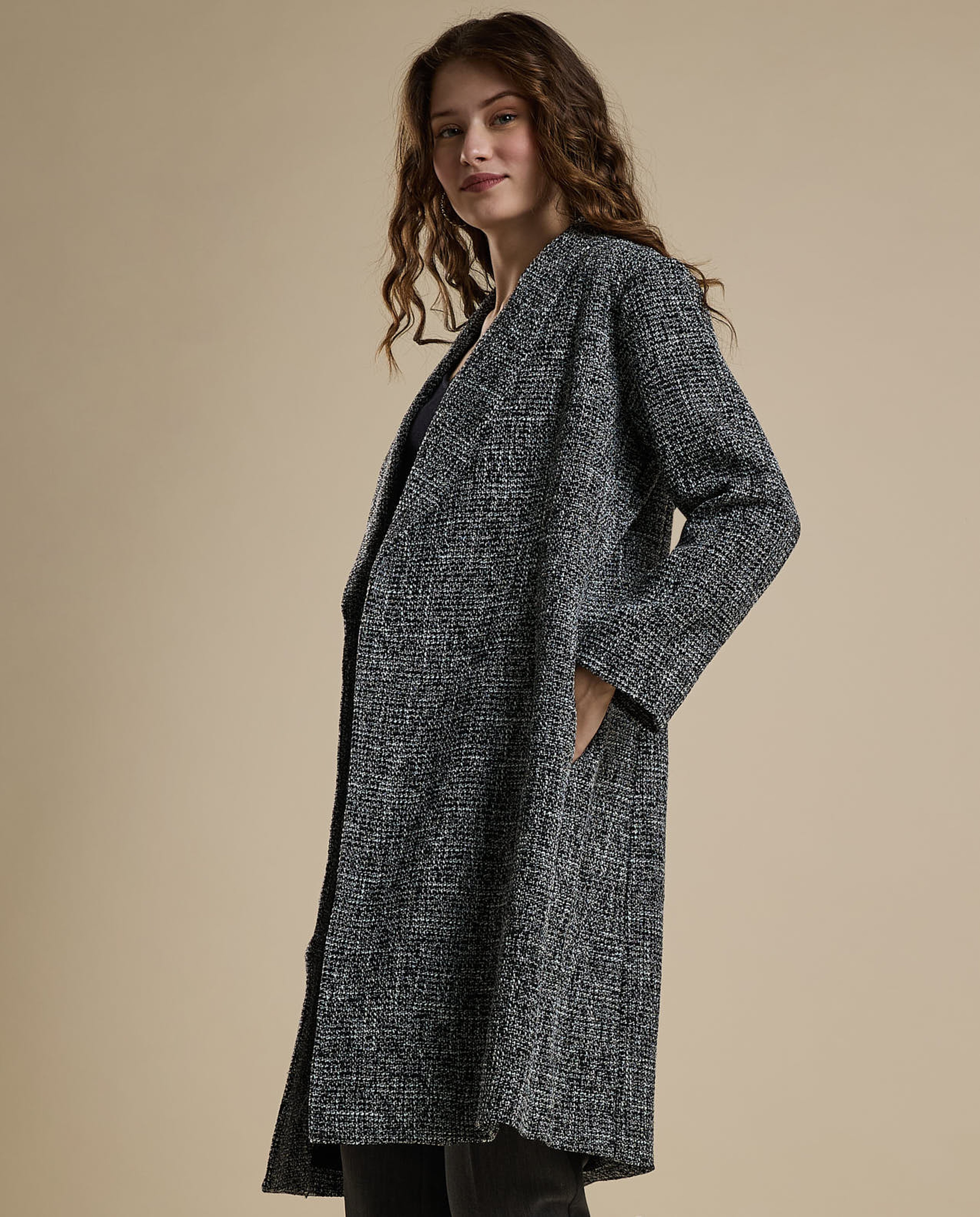 Textured Overcoat with Button Closure