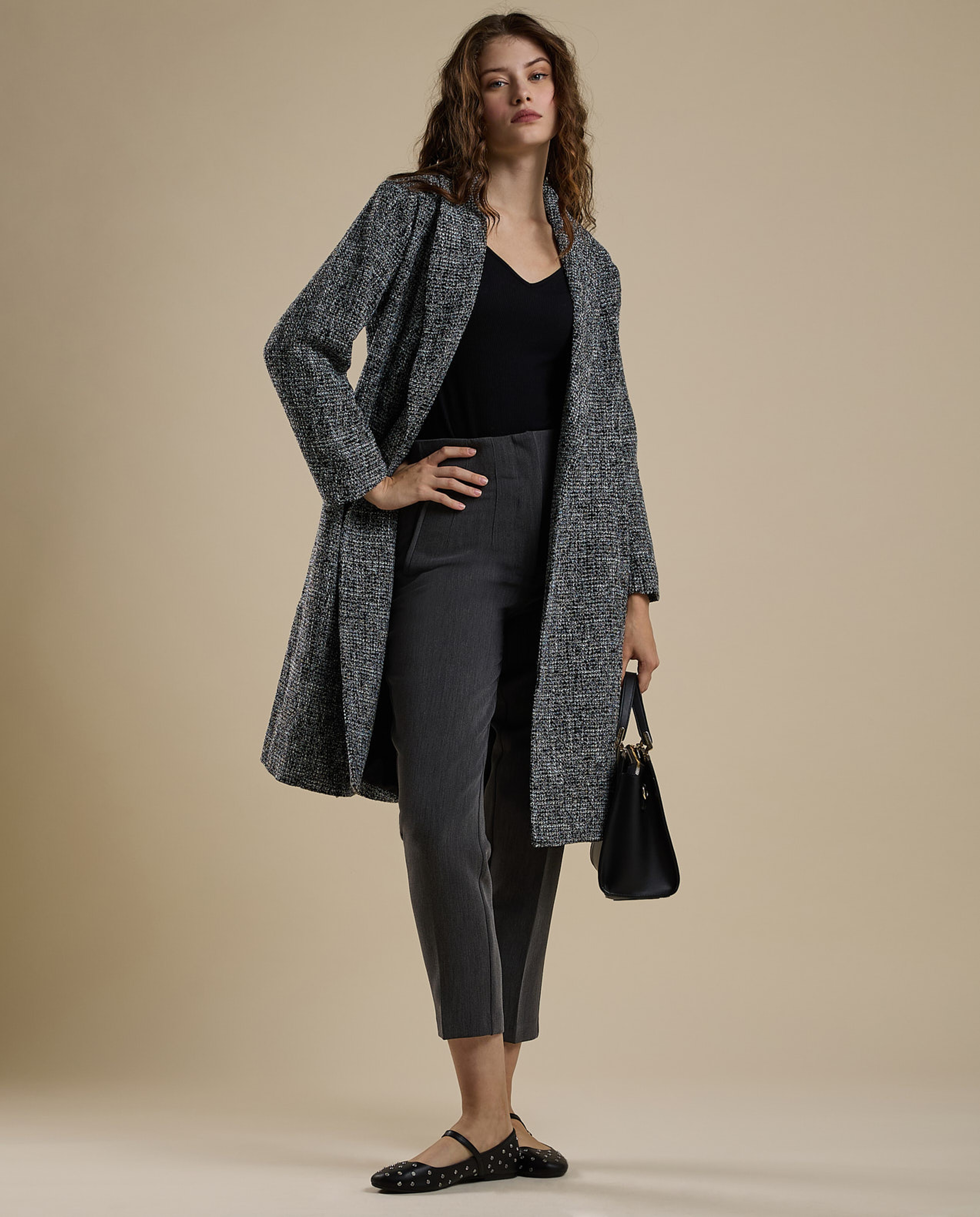 Textured Overcoat with Button Closure