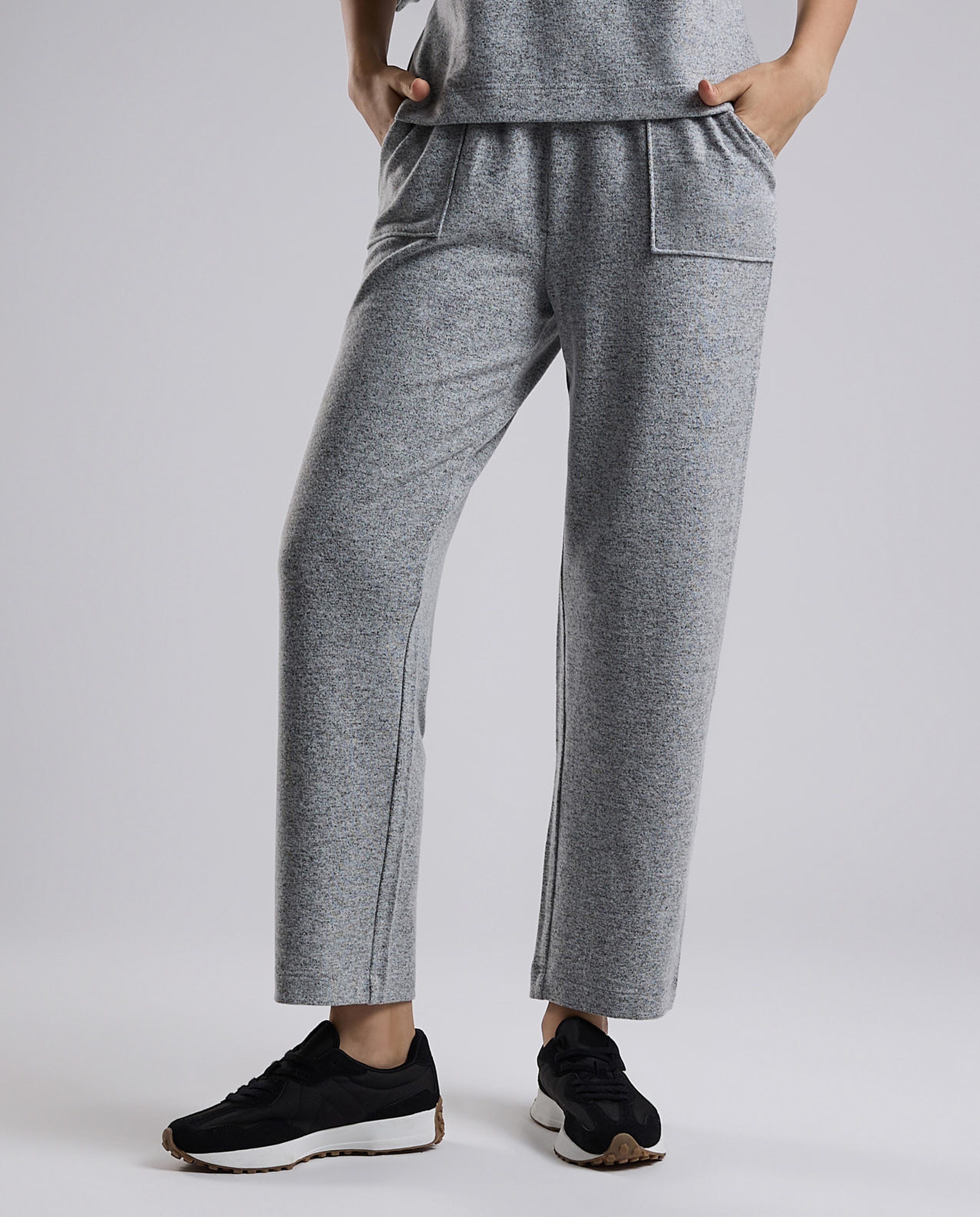Ribbed Lounge Pants with Drawstring Waist