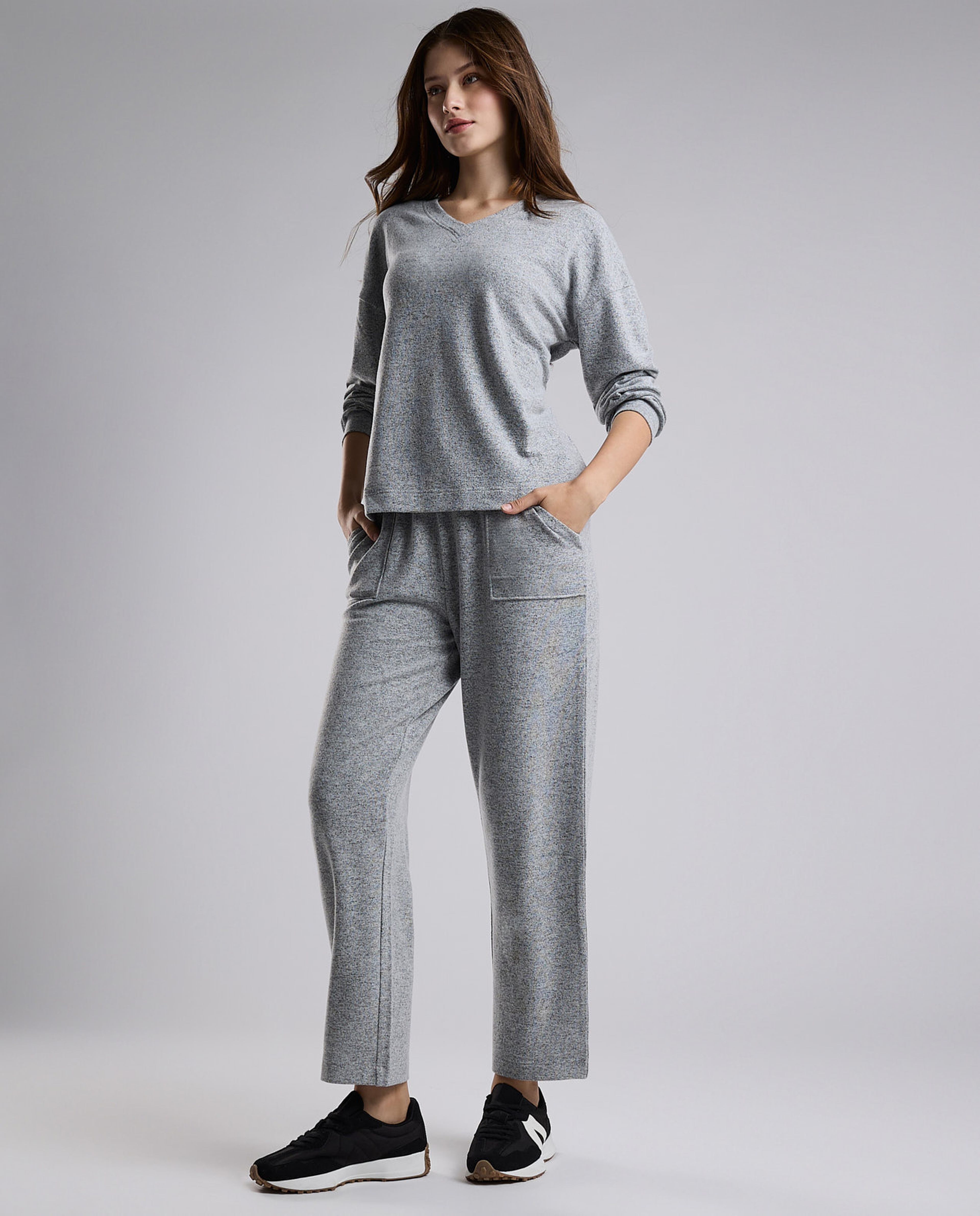Ribbed Lounge Pants with Drawstring Waist