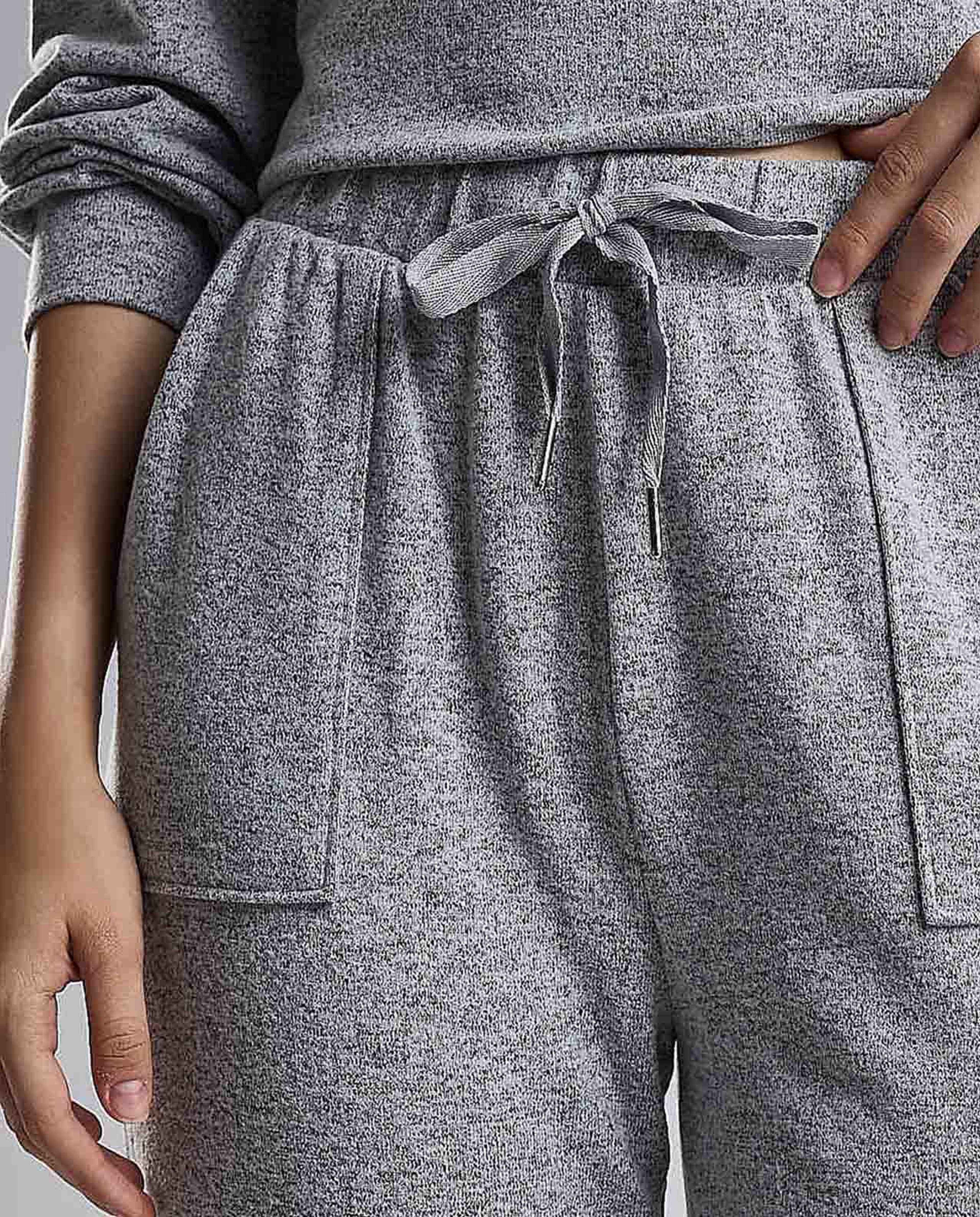 Ribbed Lounge Pants with Drawstring Waist
