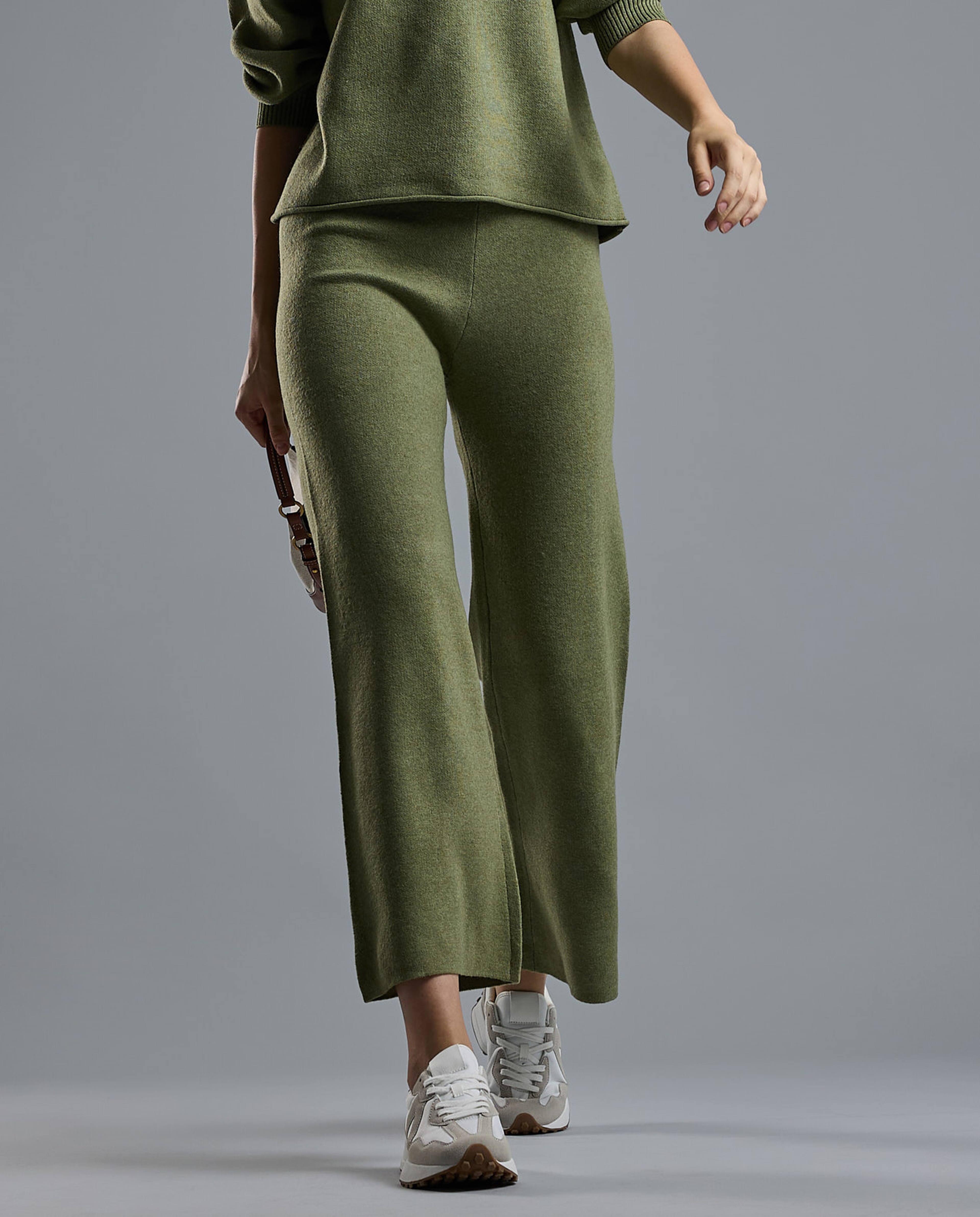 Textured Knit Pants with Elastic Waist