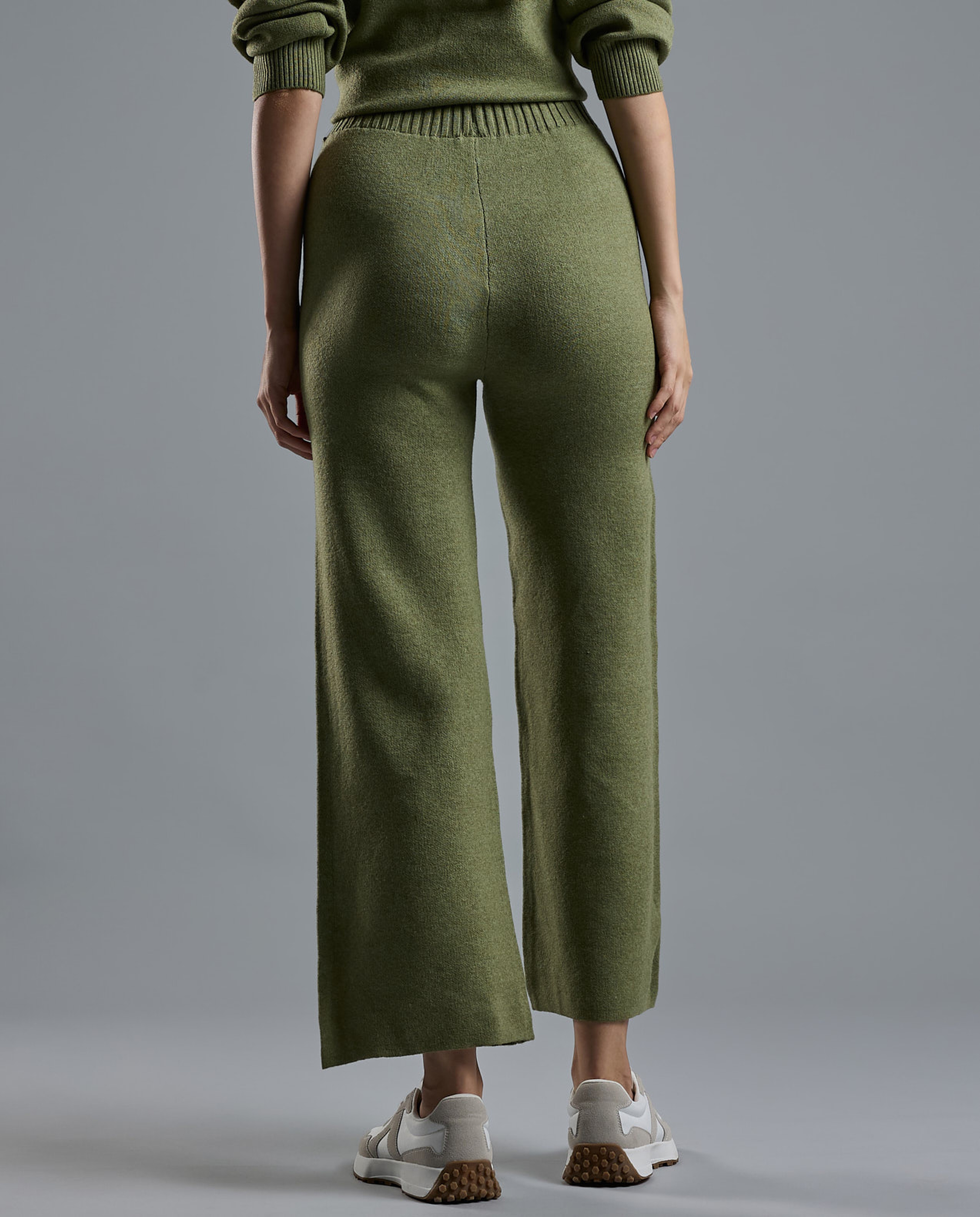 Textured Knit Pants with Elastic Waist