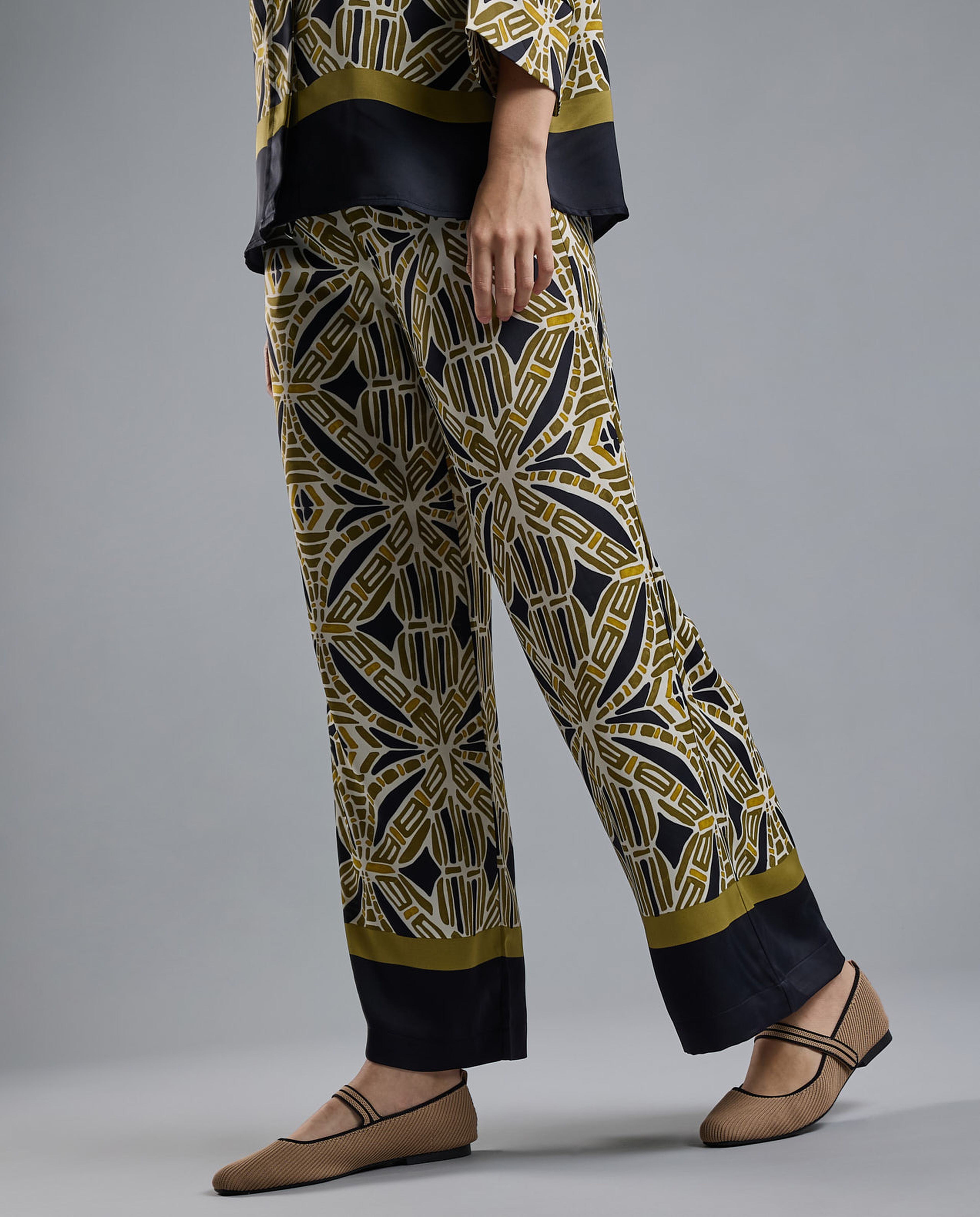 Printed Wide Leg Pants with Drawstring Waist