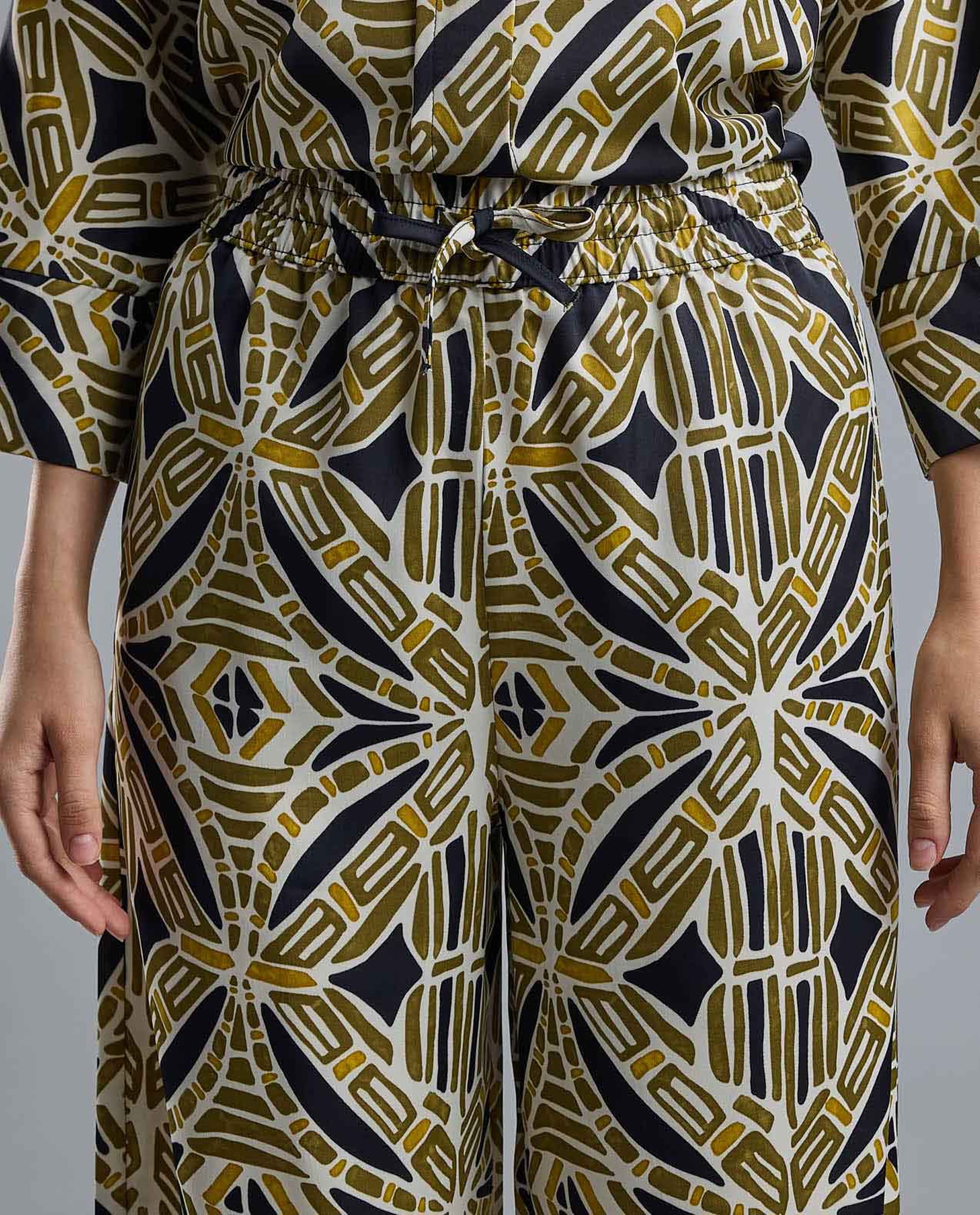 Printed Wide Leg Pants with Drawstring Waist