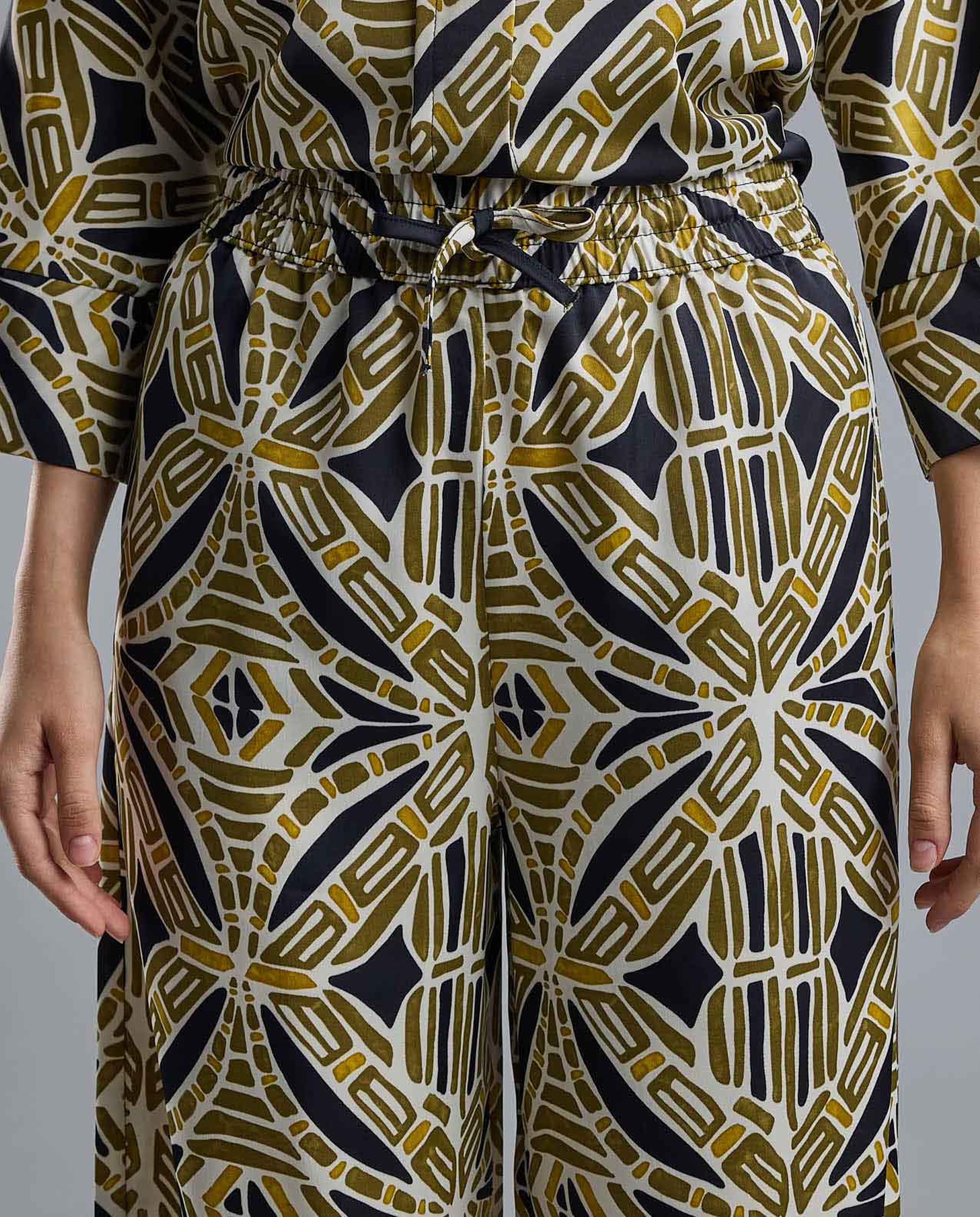 Printed Wide Leg Pants with Drawstring Waist