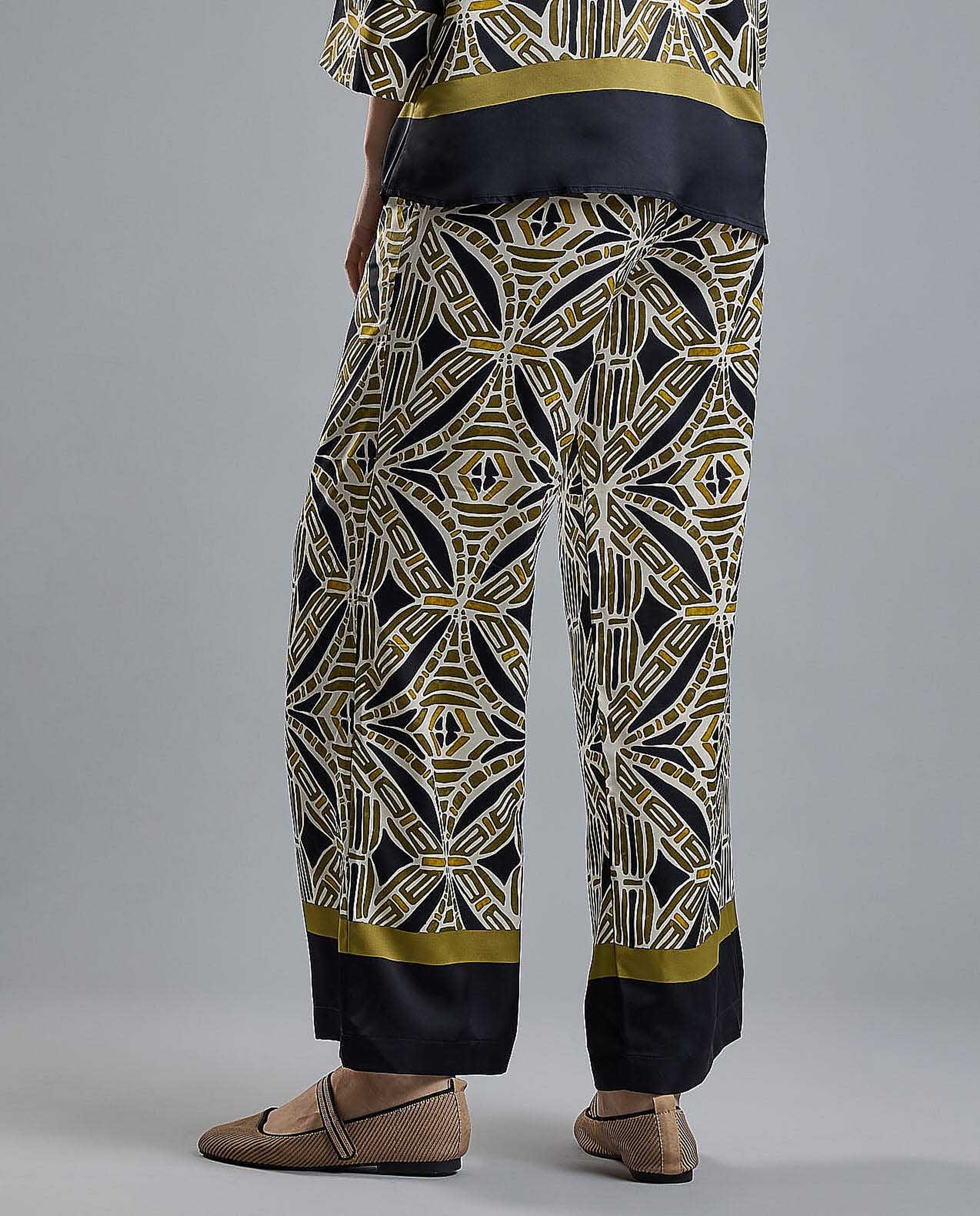 Printed Wide Leg Pants with Drawstring Waist