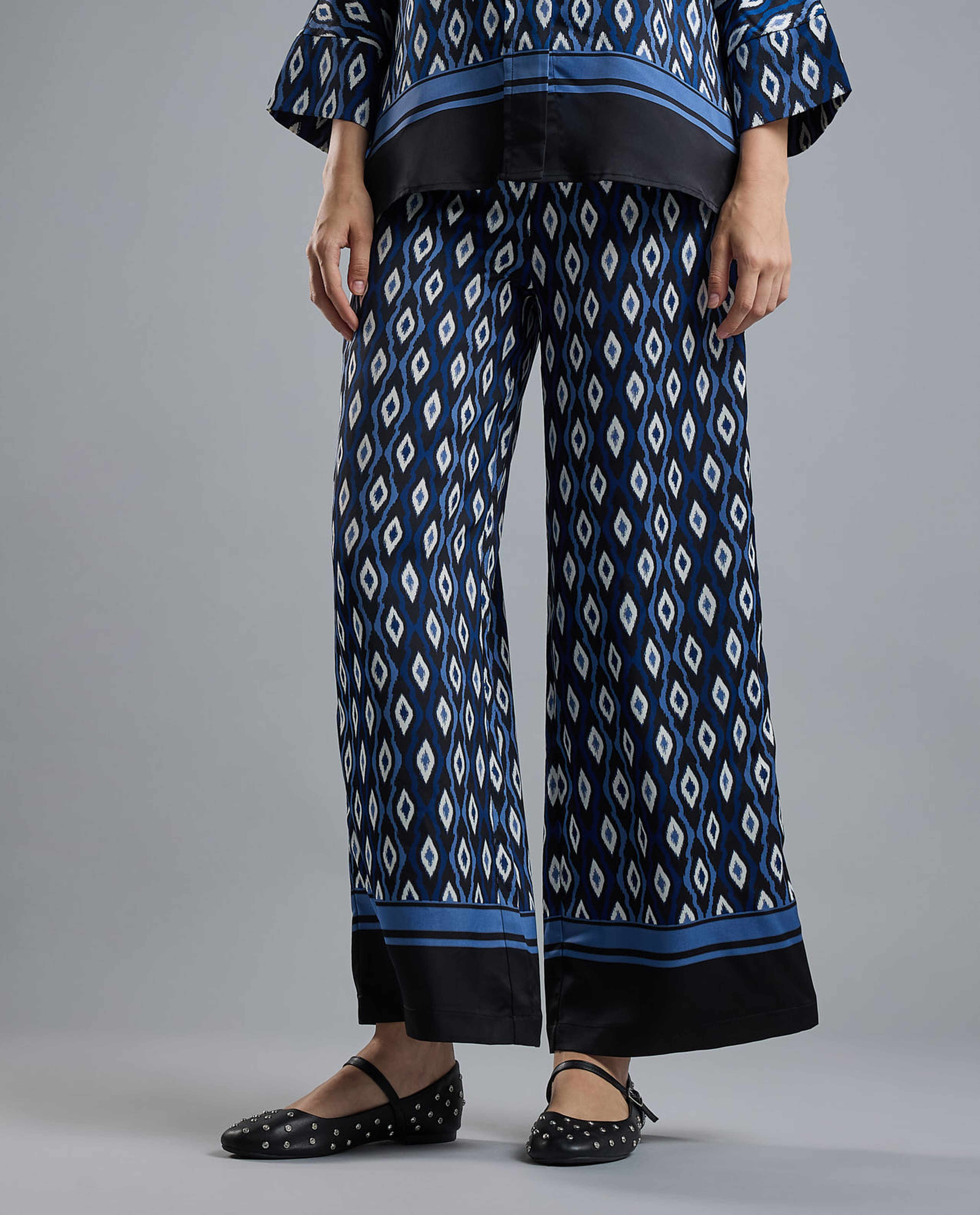 Printed Wide Leg Pants with Drawstring Waist