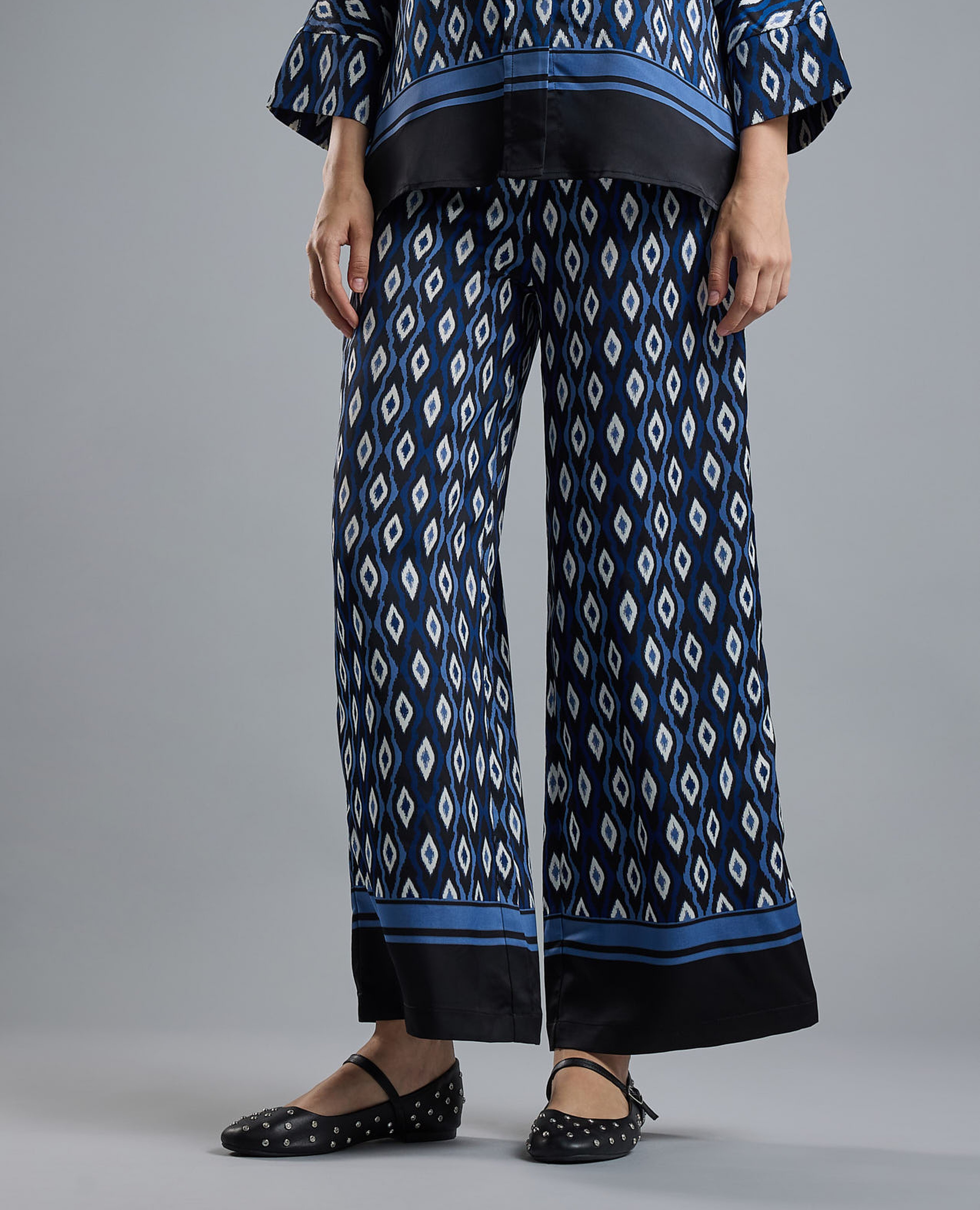 Printed Wide Leg Pants with Drawstring Waist