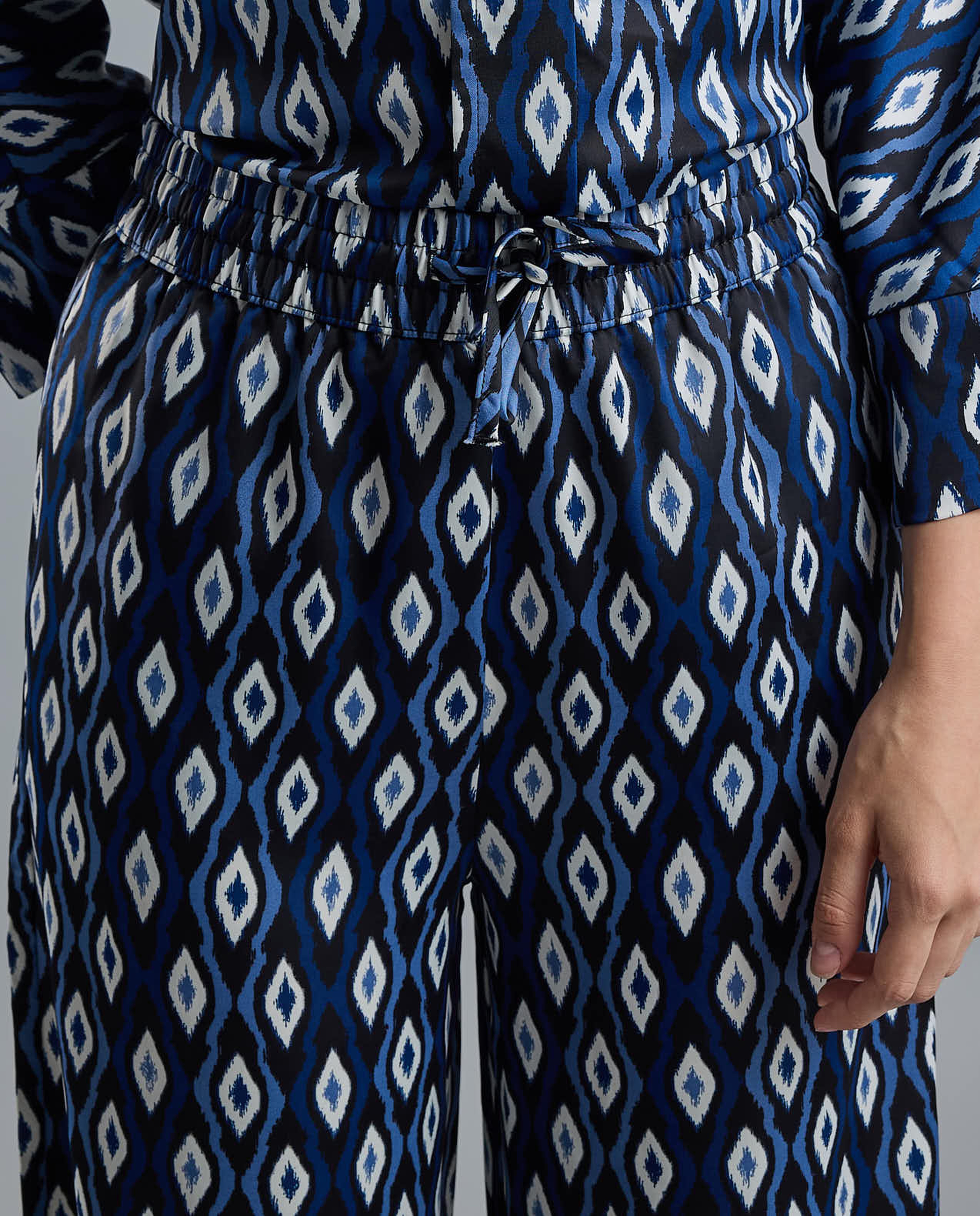 Printed Wide Leg Pants with Drawstring Waist