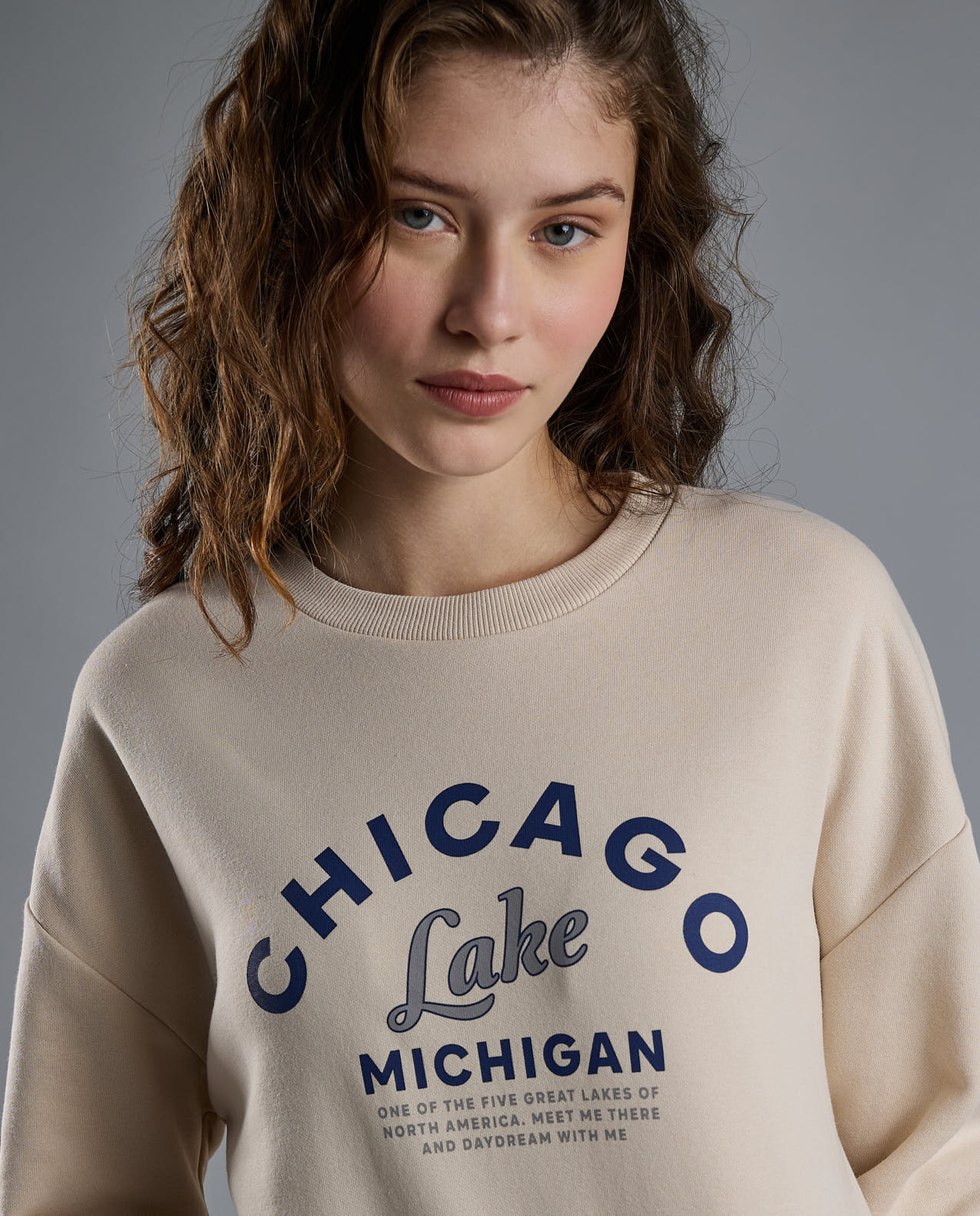 Printed Sweatshirt with Crew Neck and Long Sleeves