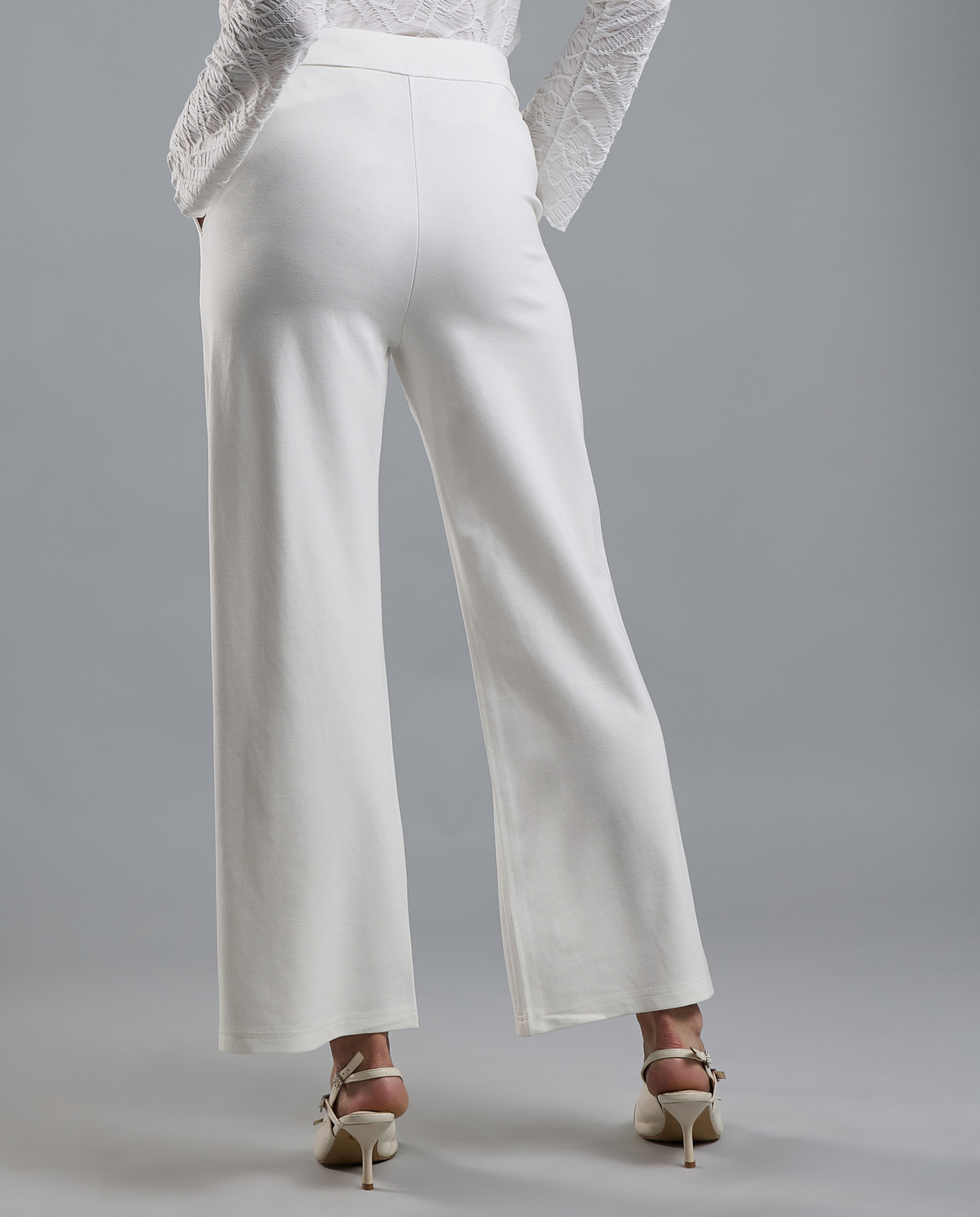 Solid Wide Leg Pants with Button Closure