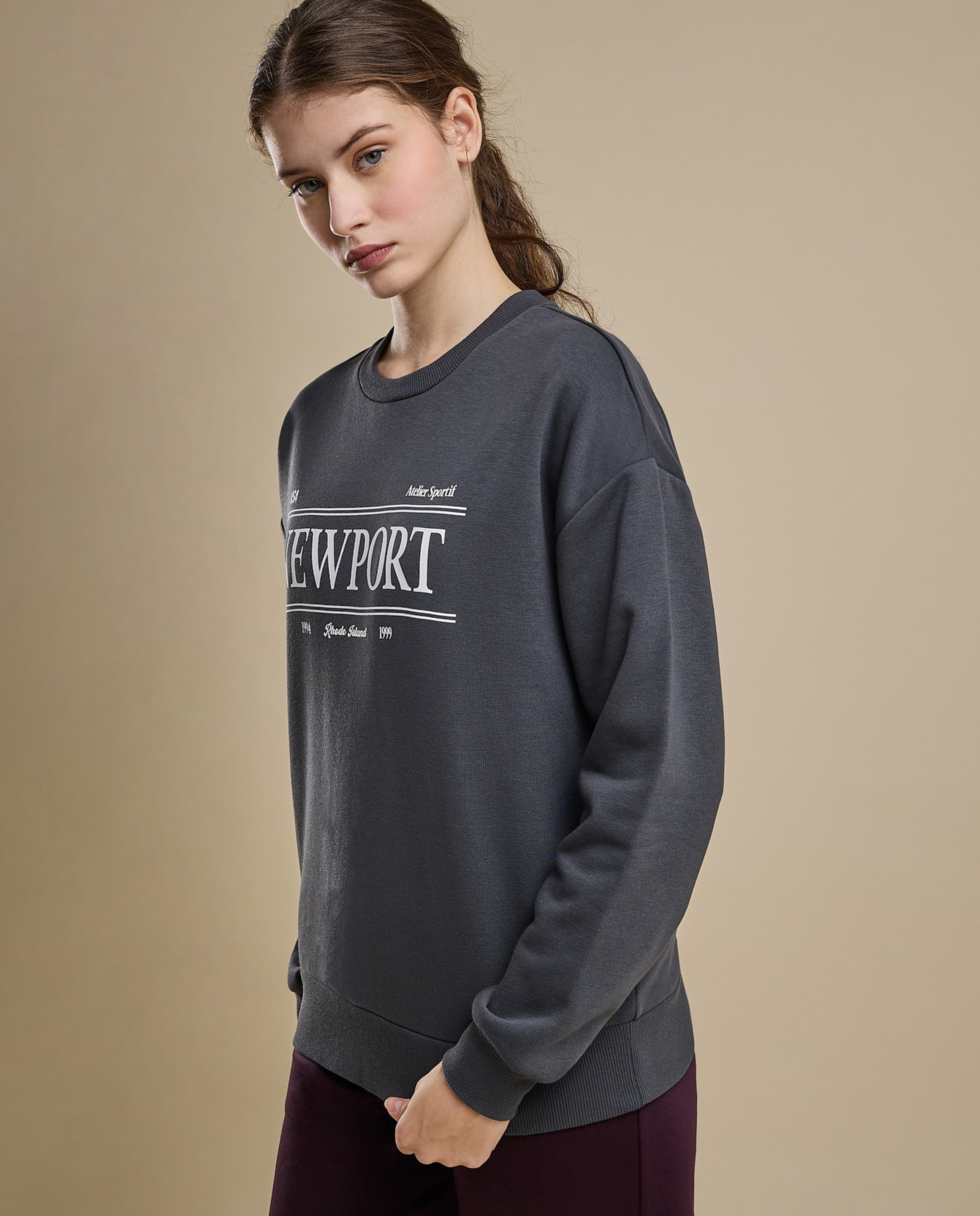 Printed Sweatshirt with Crew Neck and Long Sleeves