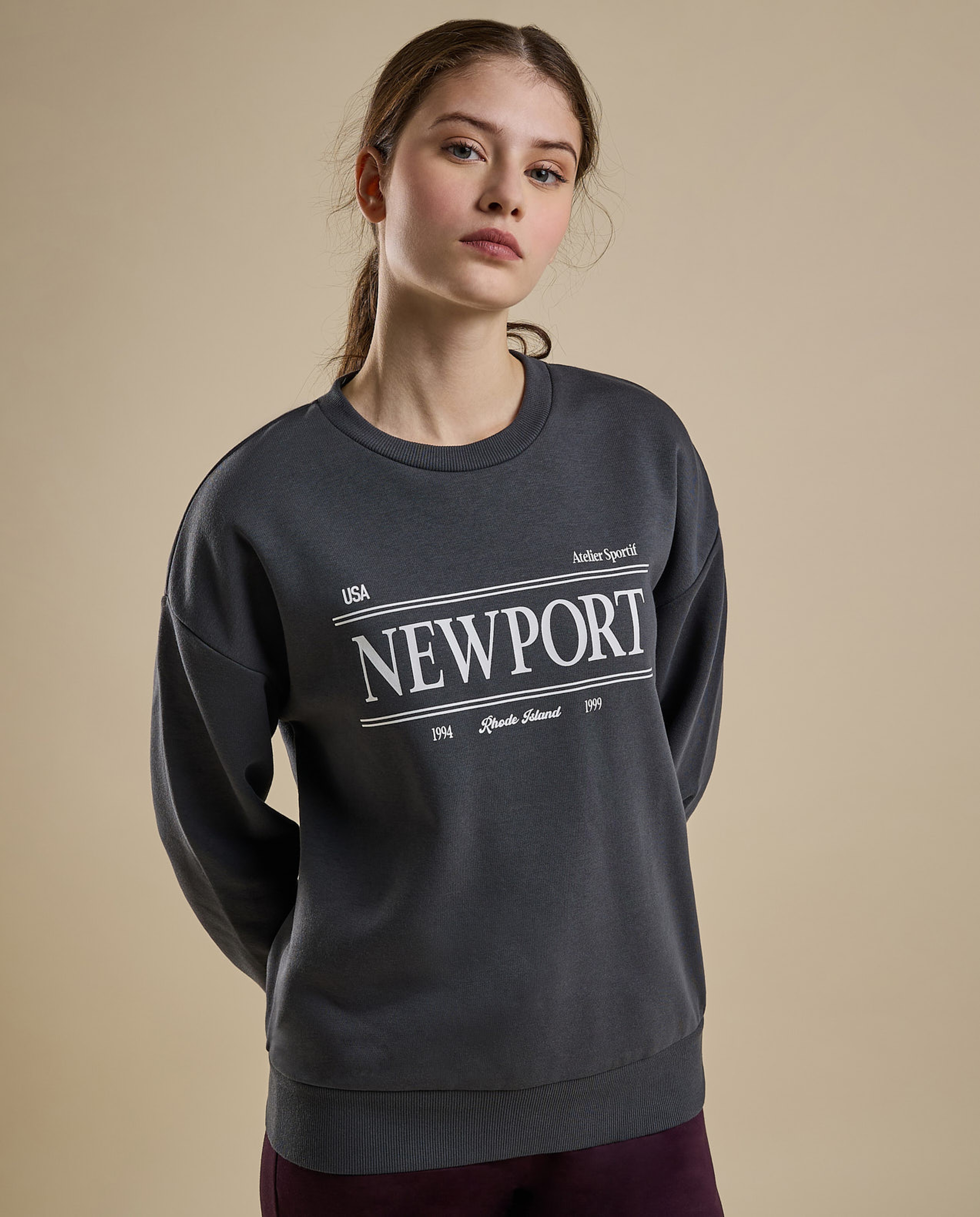 Printed Sweatshirt with Crew Neck and Long Sleeves