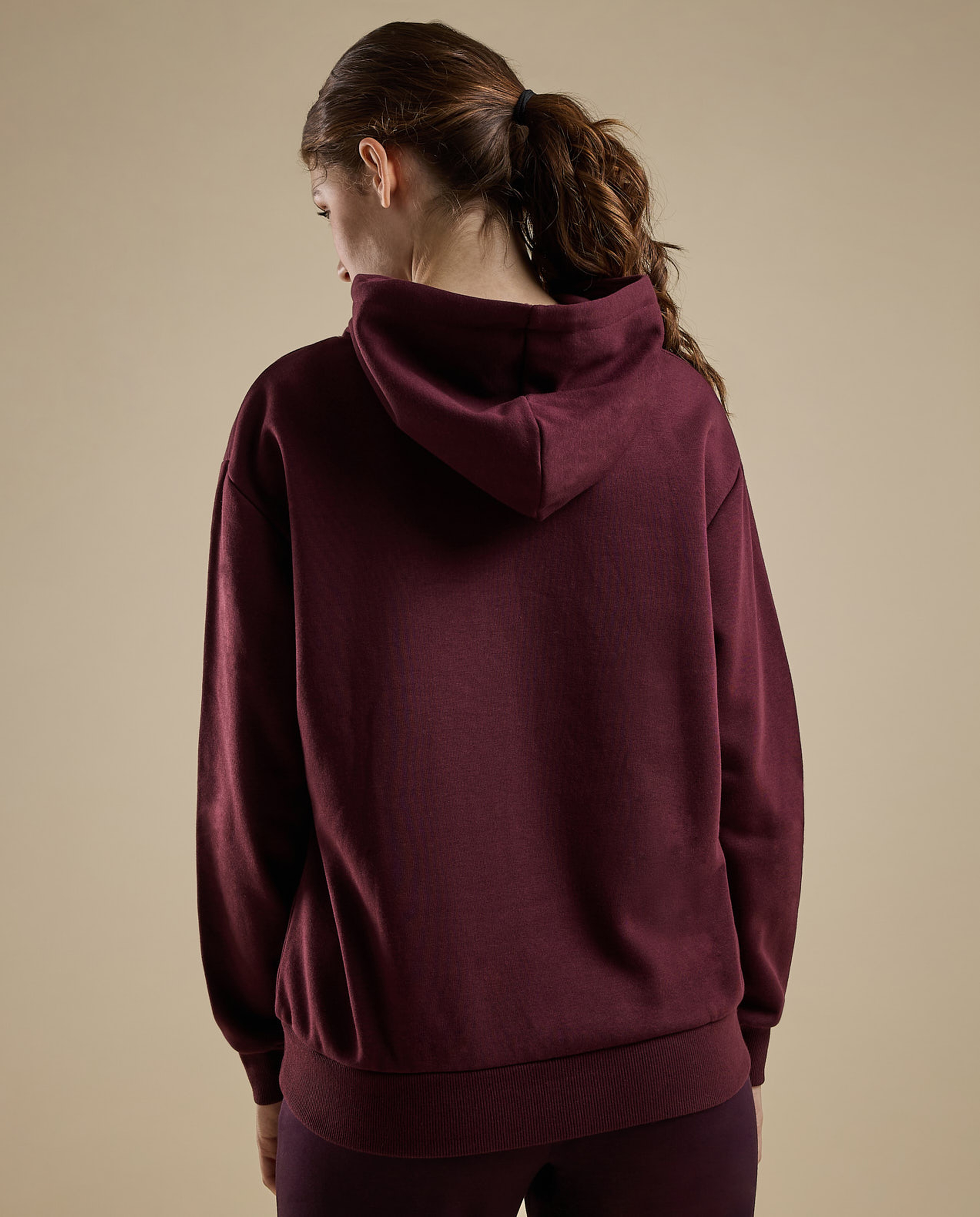 Typography Print Hoodie with Long Sleeves