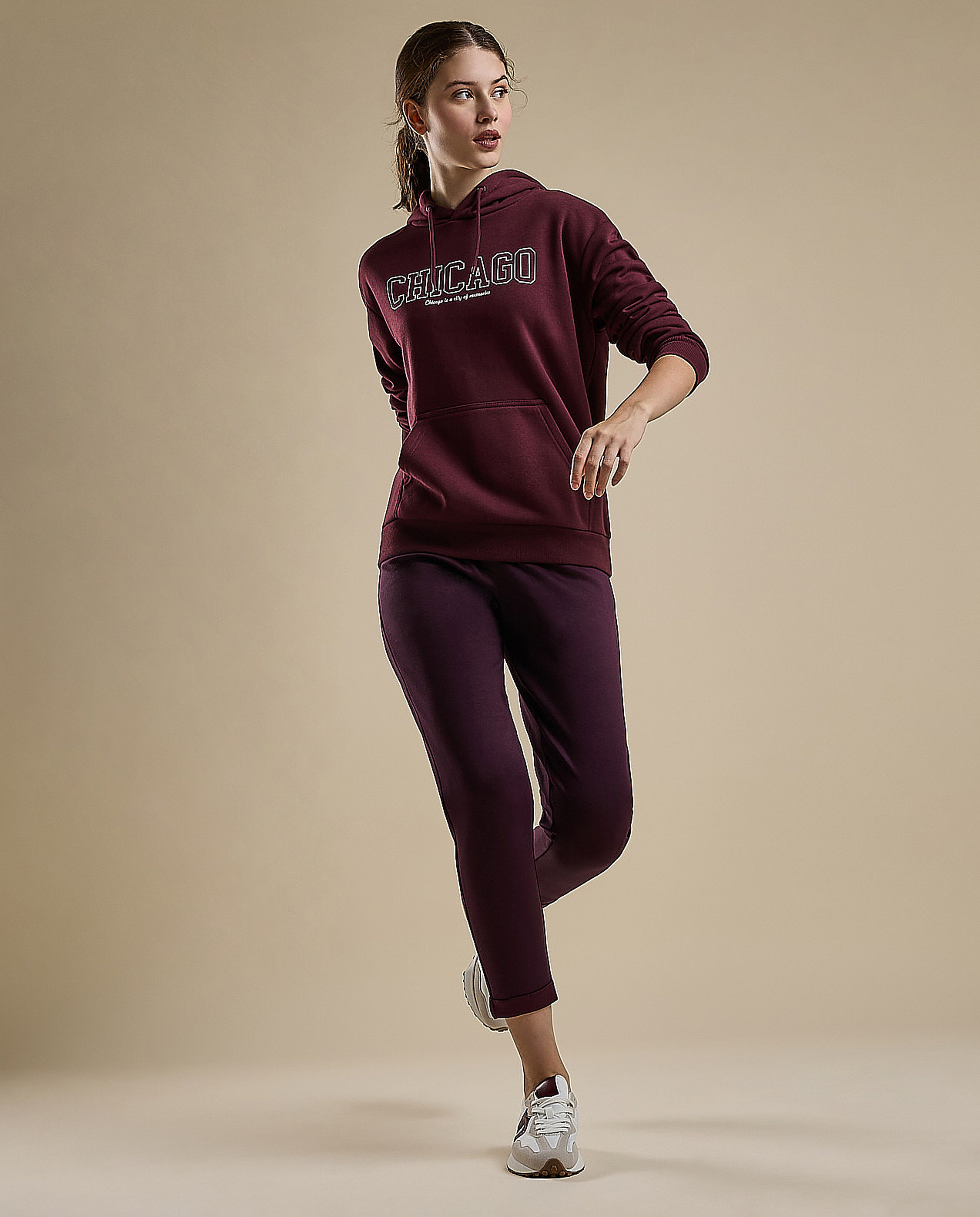 Typography Print Hoodie with Long Sleeves