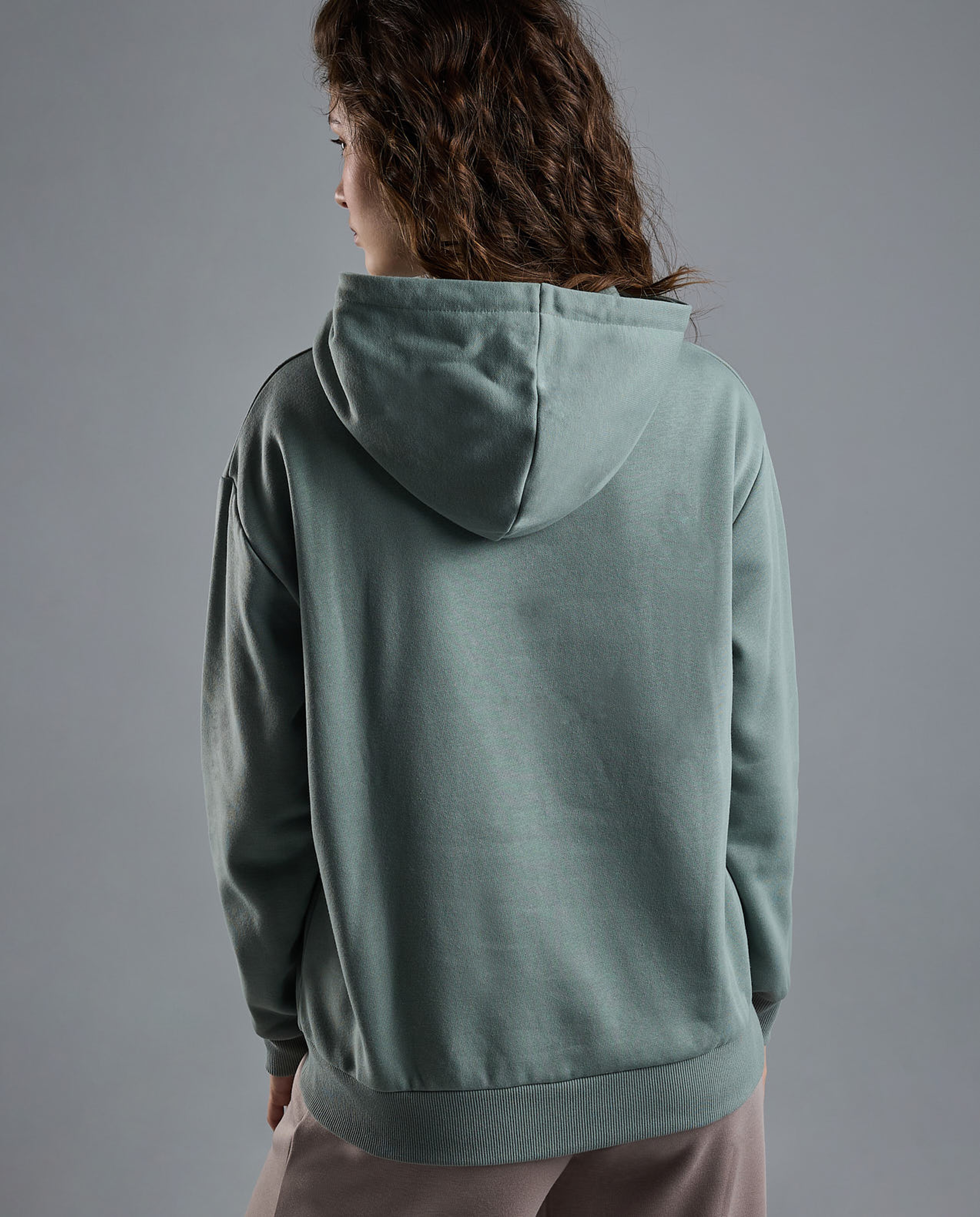 Typography Print Hoodie with Long Sleeves