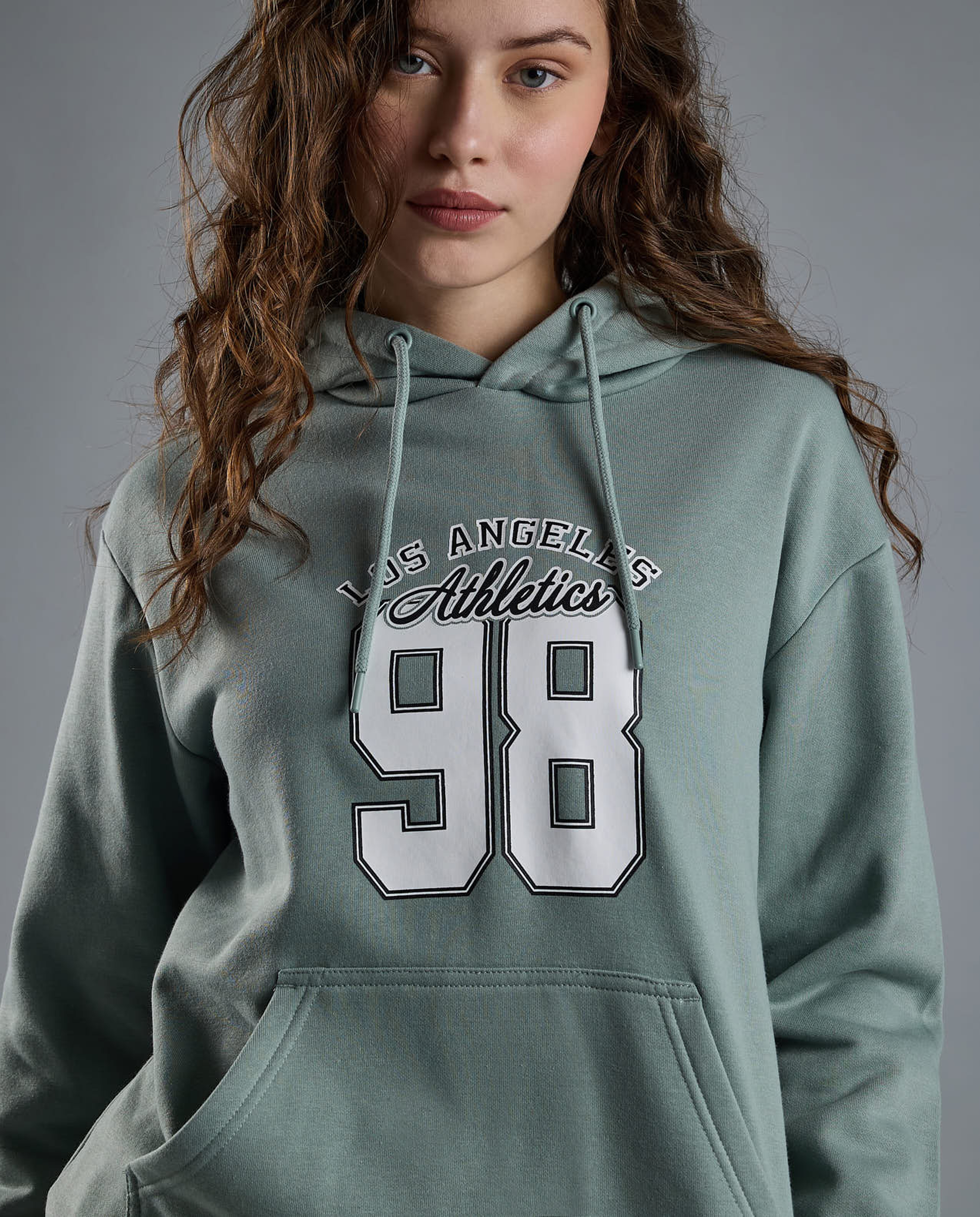 Typography Print Hoodie with Long Sleeves