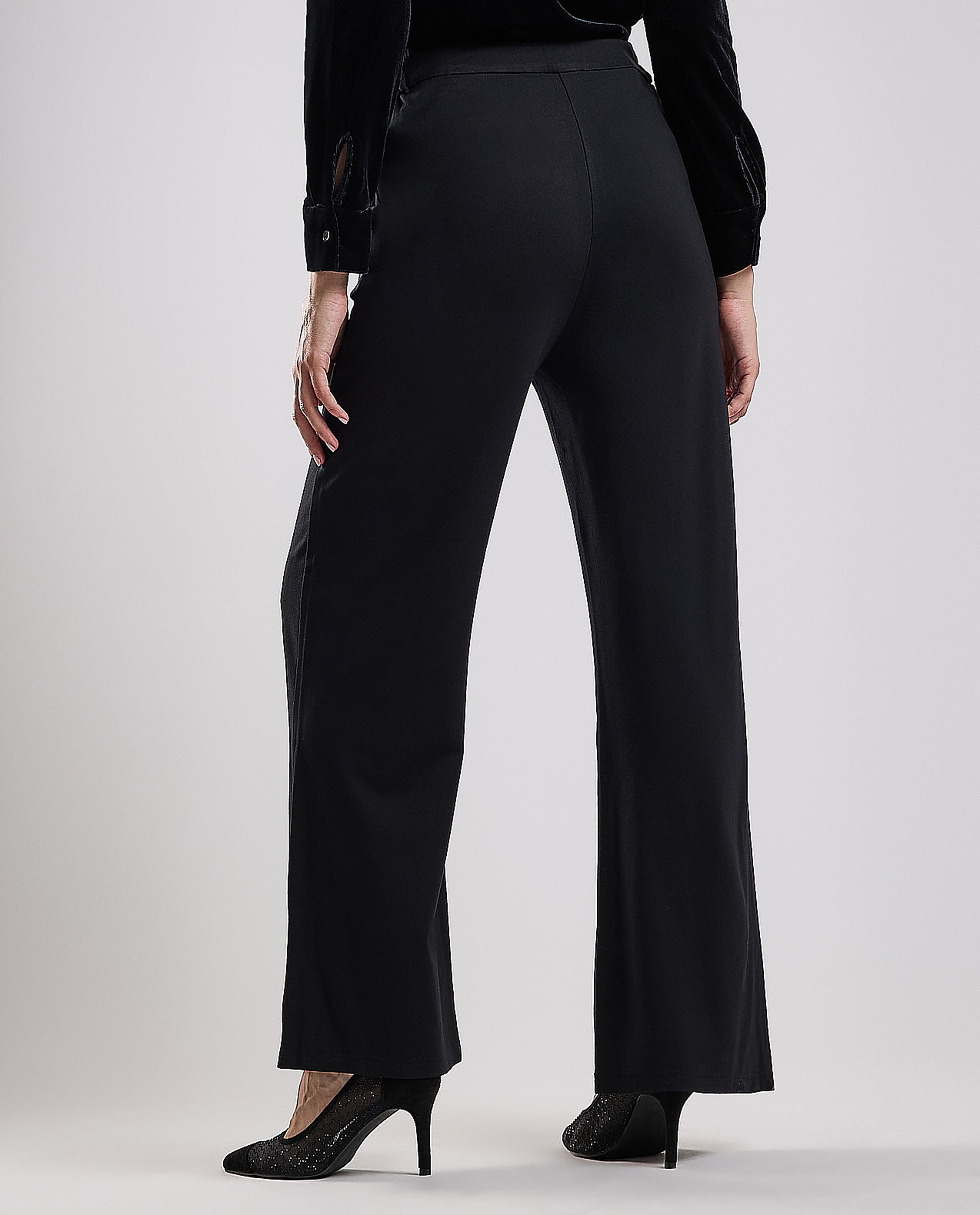 Solid Wide Leg Pants with Button Closure