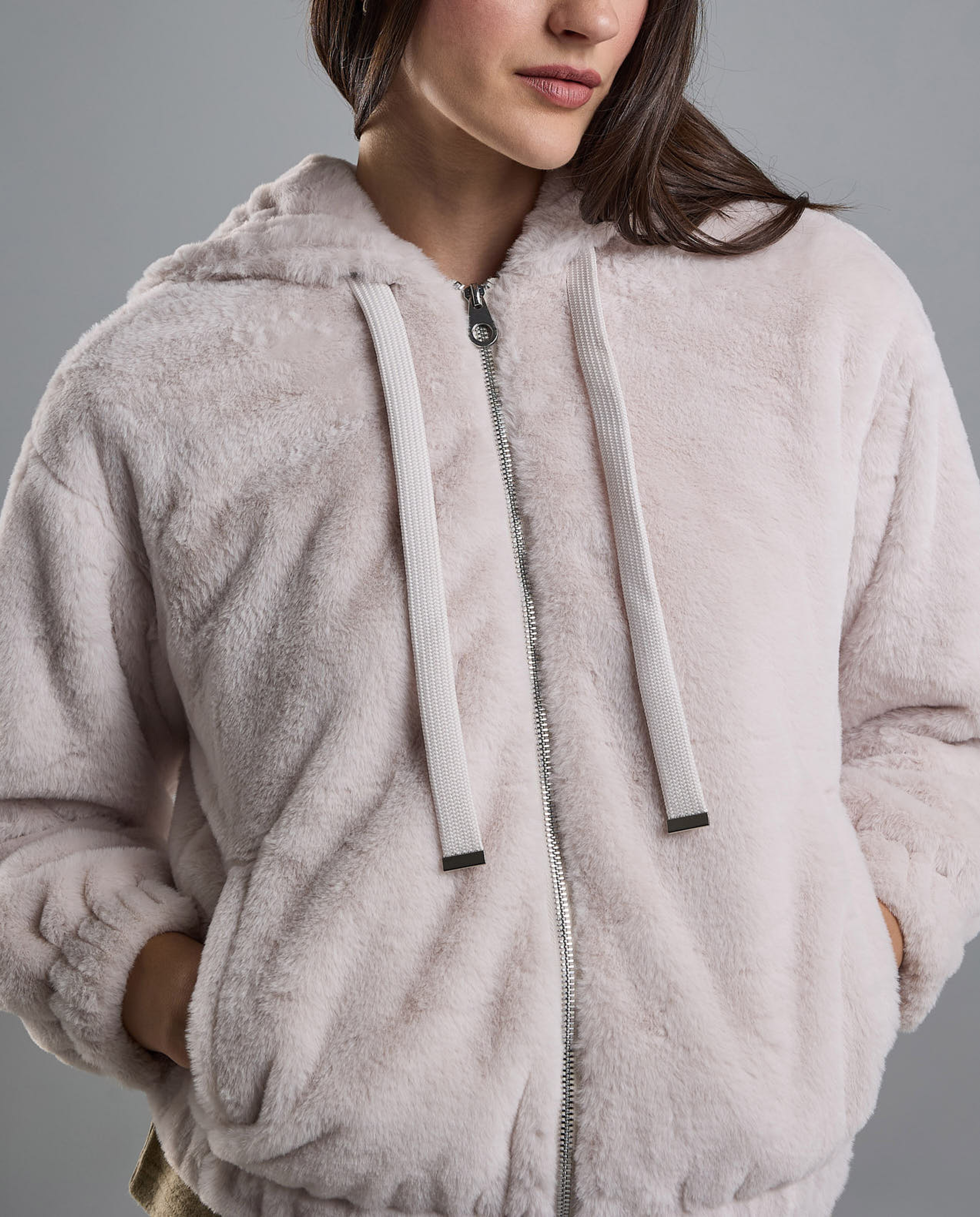 Solid Hooded Jacket with Zipper Closure