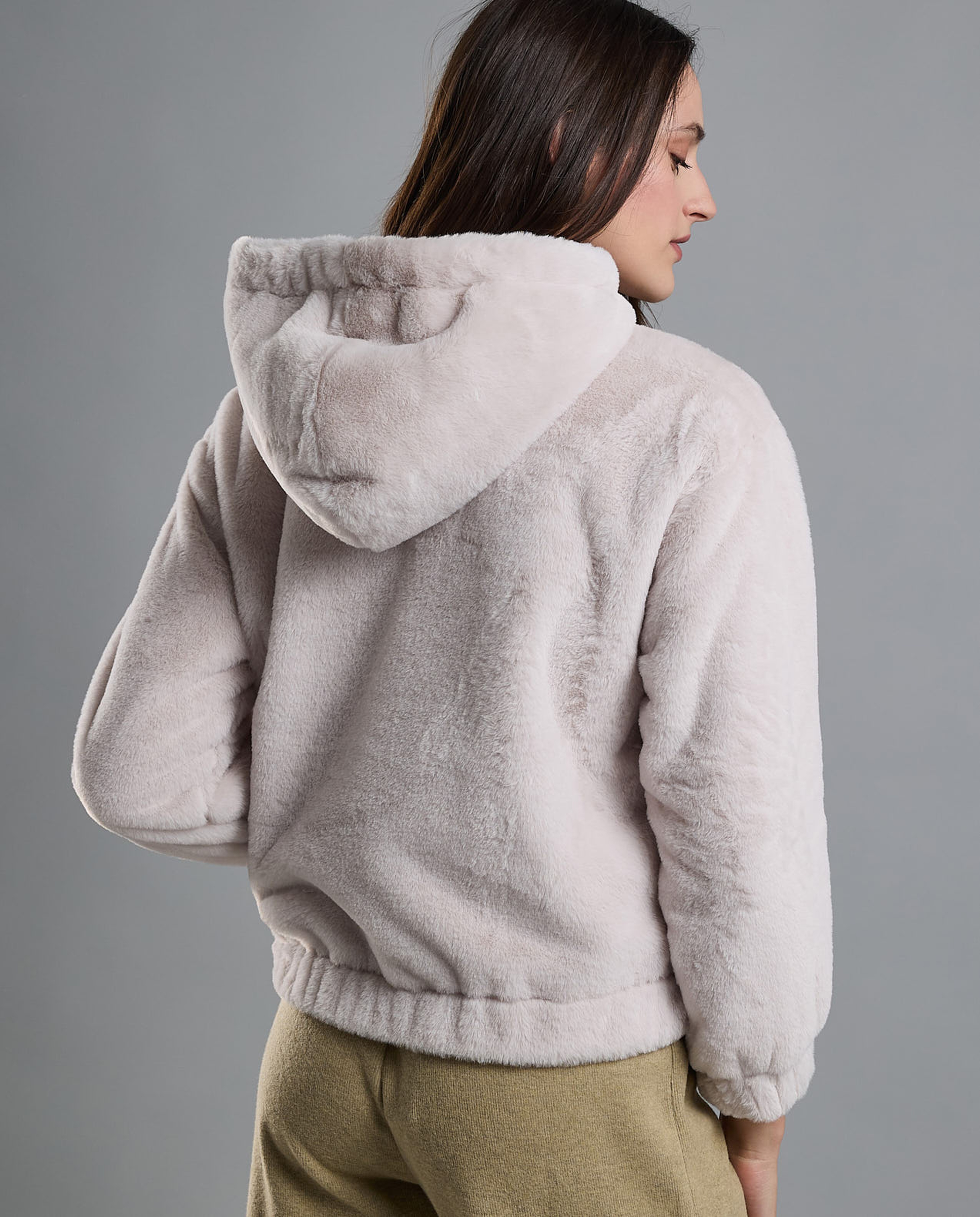 Solid Hooded Jacket with Zipper Closure