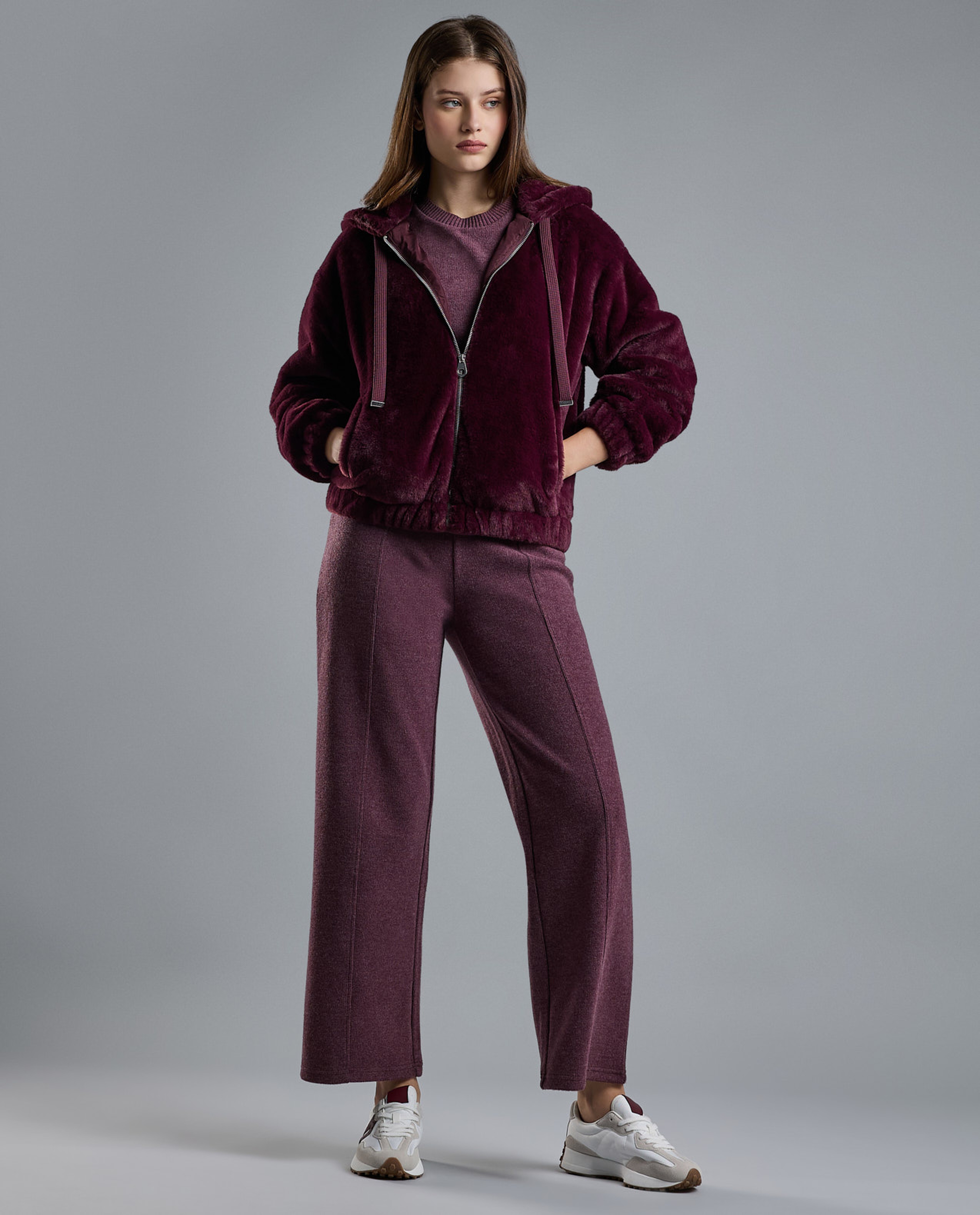 Solid Hooded Jacket with Zipper Closure