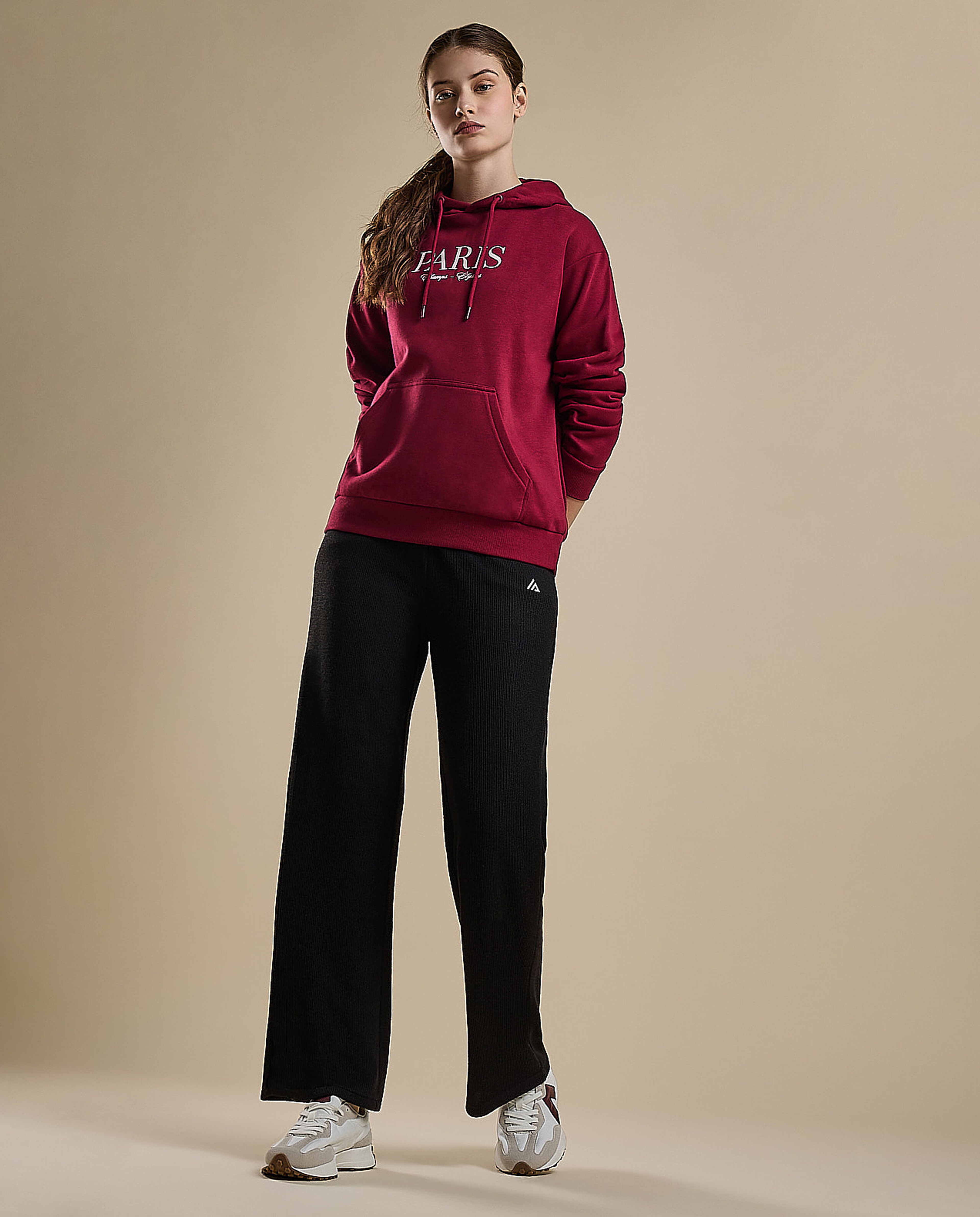 Typography Print Hoodie with Long Sleeves