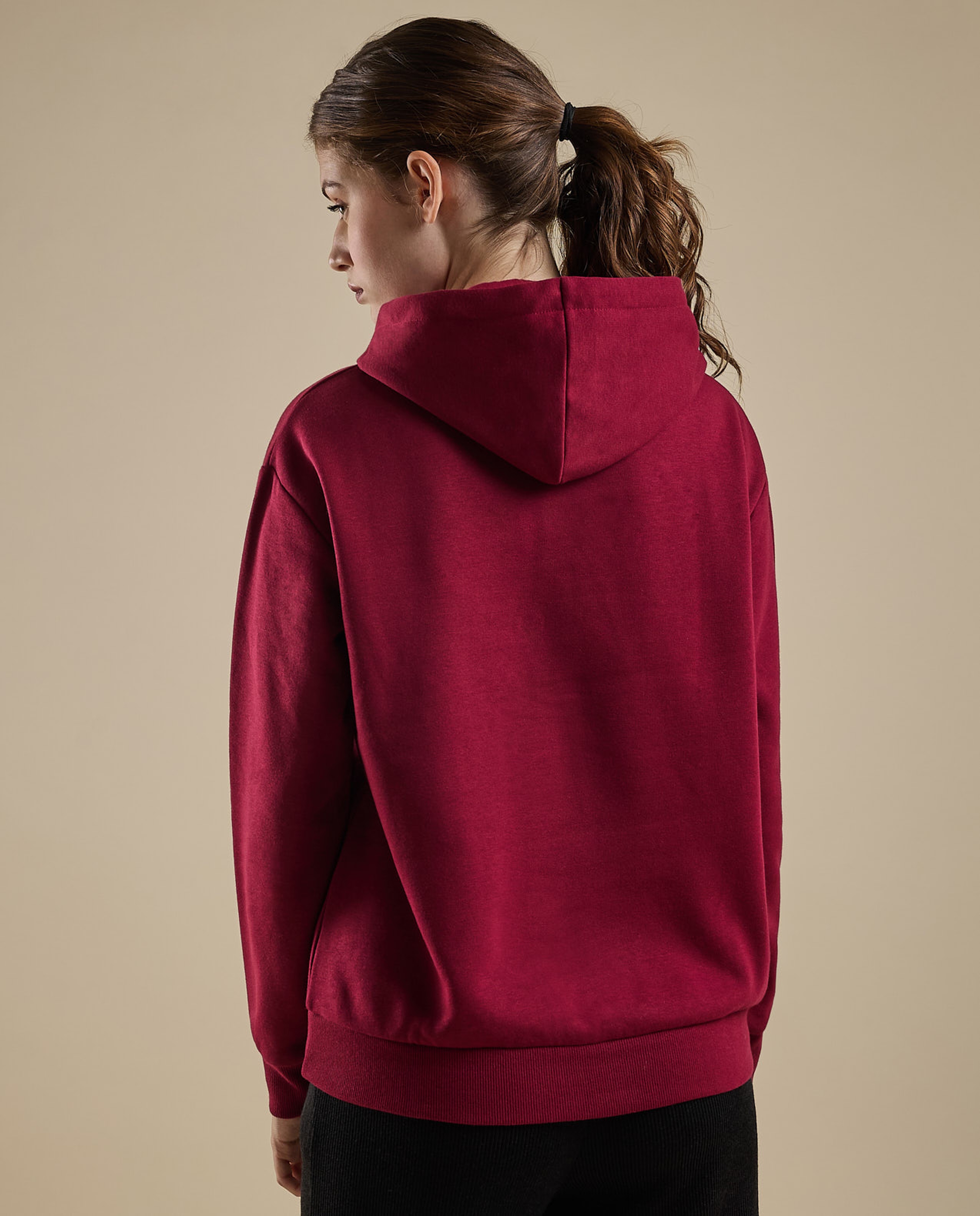 Typography Print Hoodie with Long Sleeves