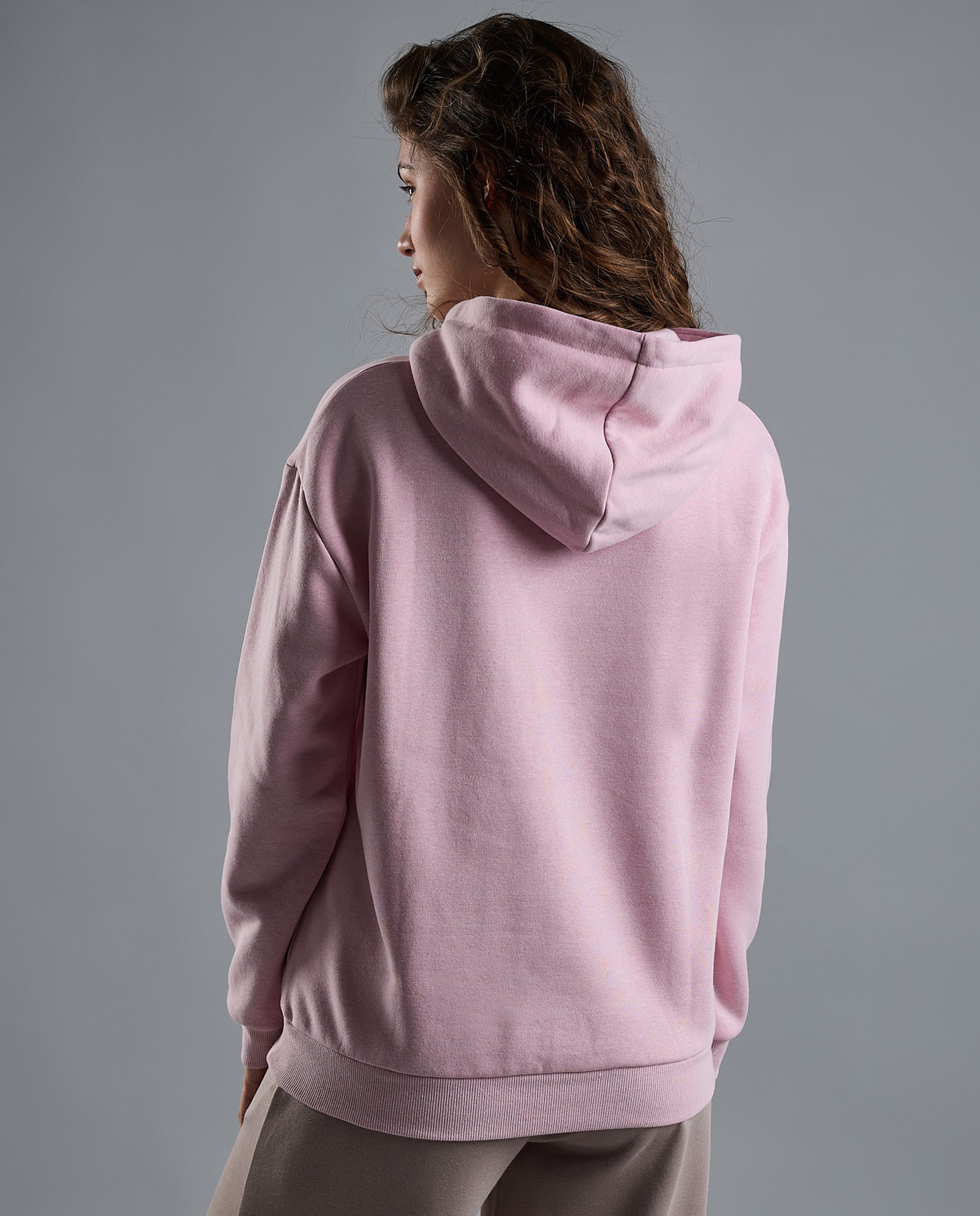 Typography Print Hoodie with Long Sleeves