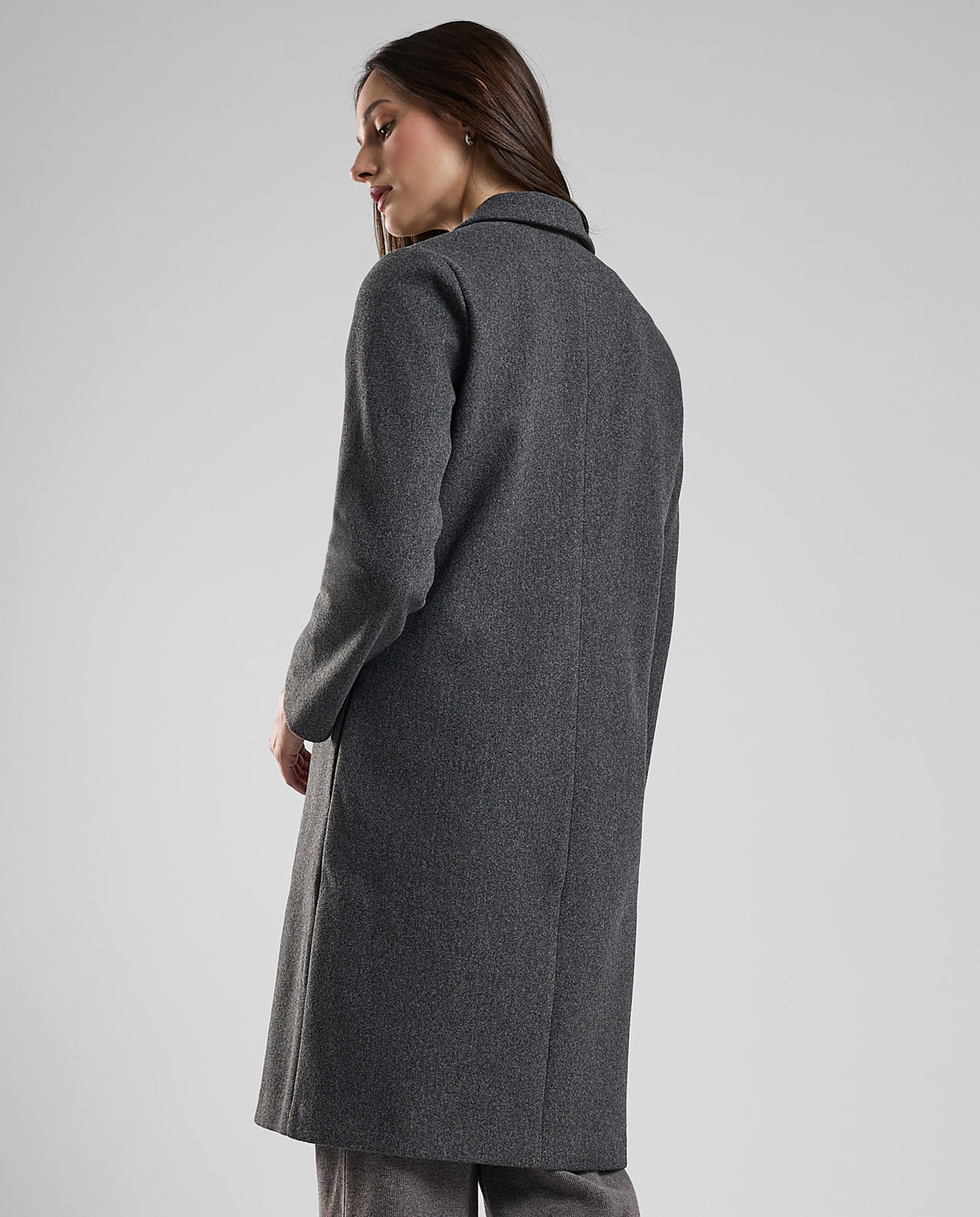 Textured Overcoat with Button Closure