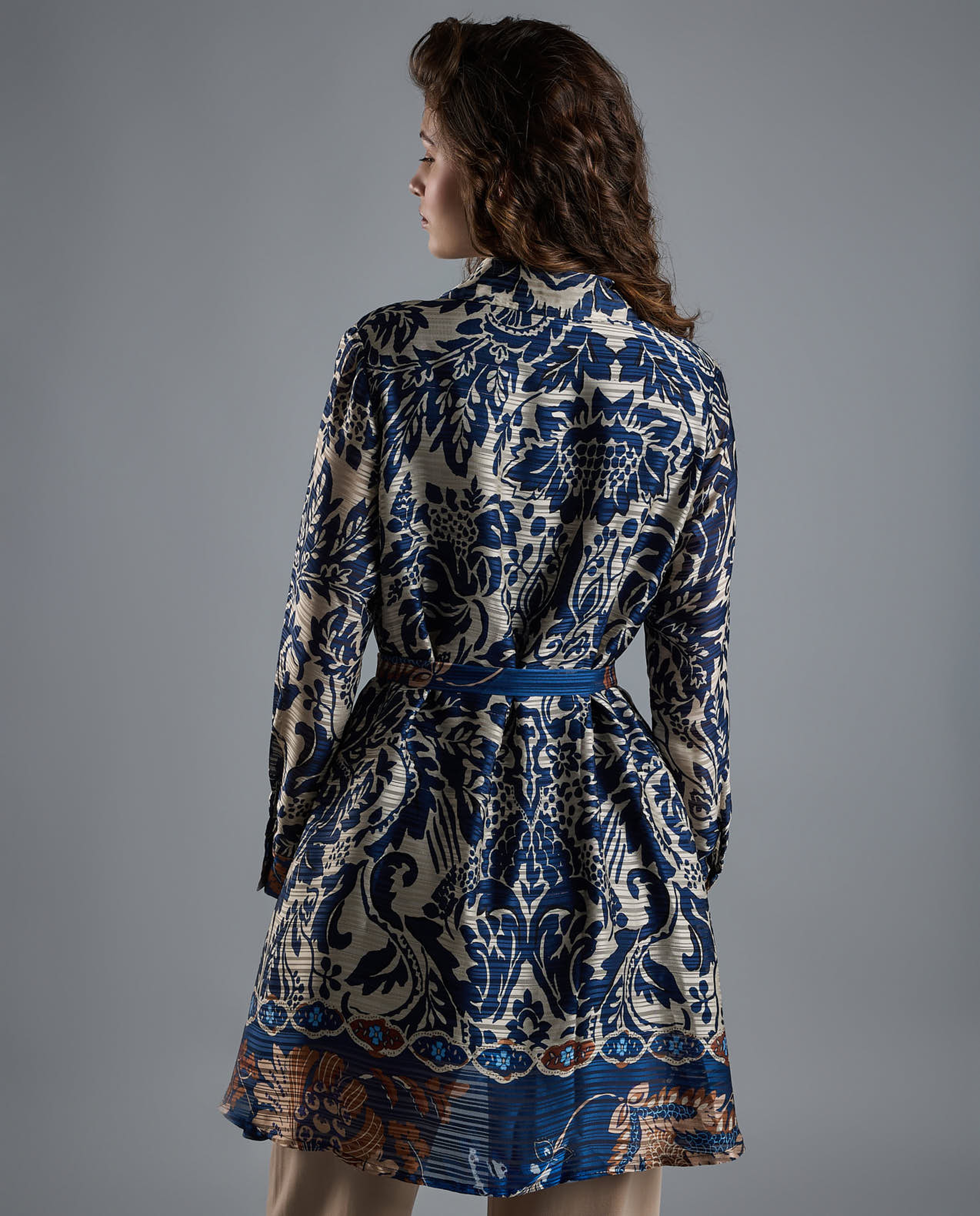 Patterned Shirt Tunic with Long Sleeves