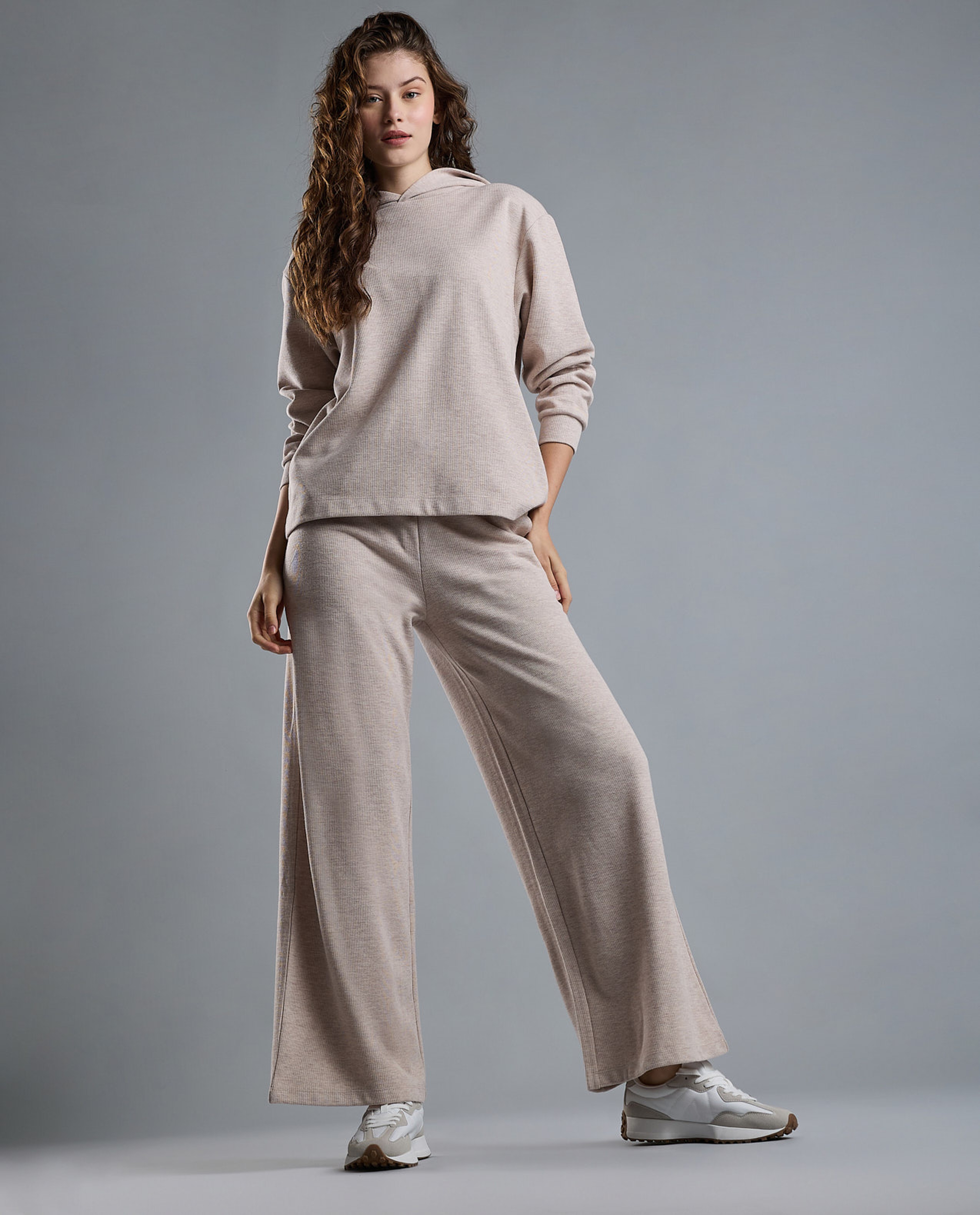 Ribbed Hoodie with Long Sleeves