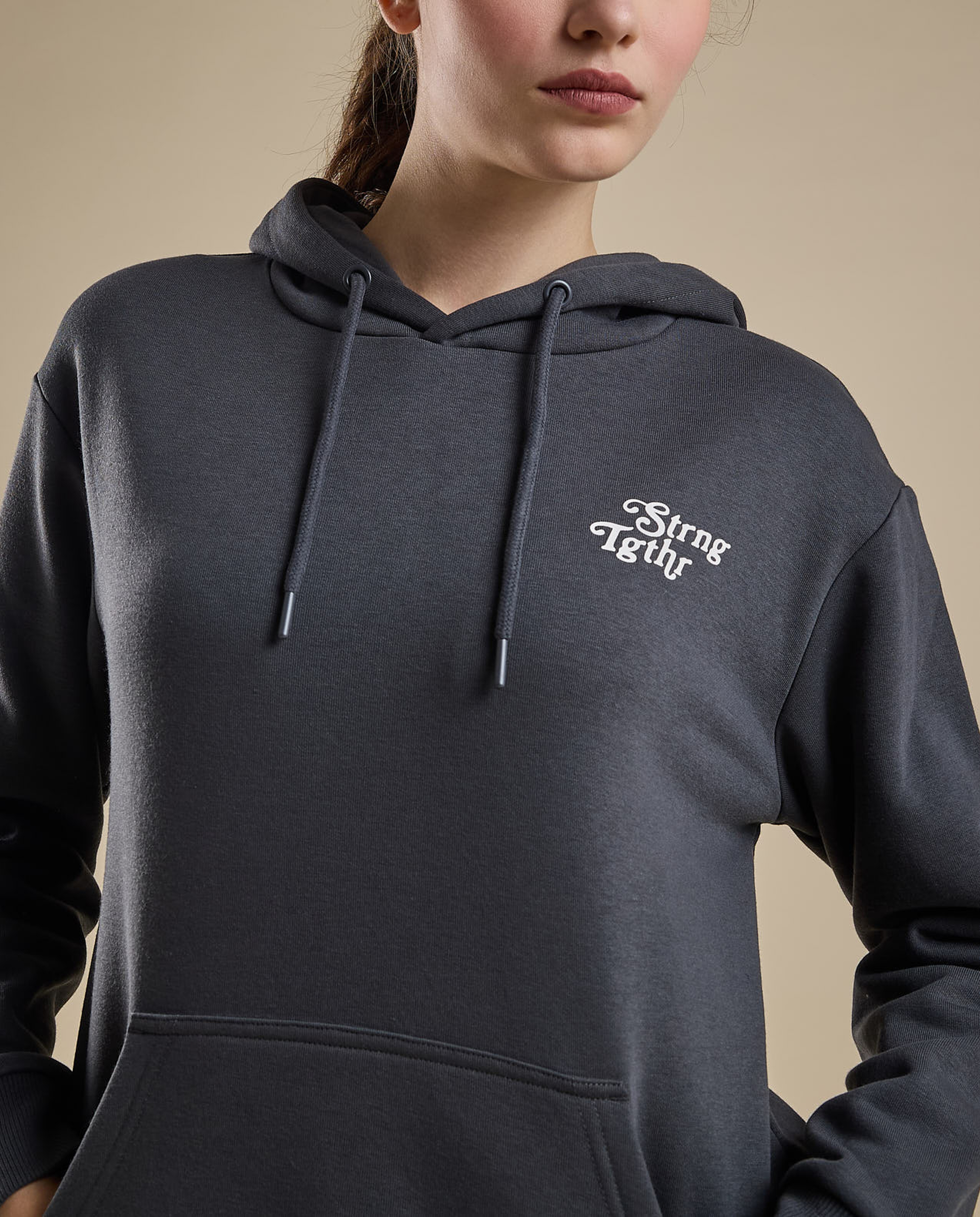 Typography Print Hoodie with Long Sleeves