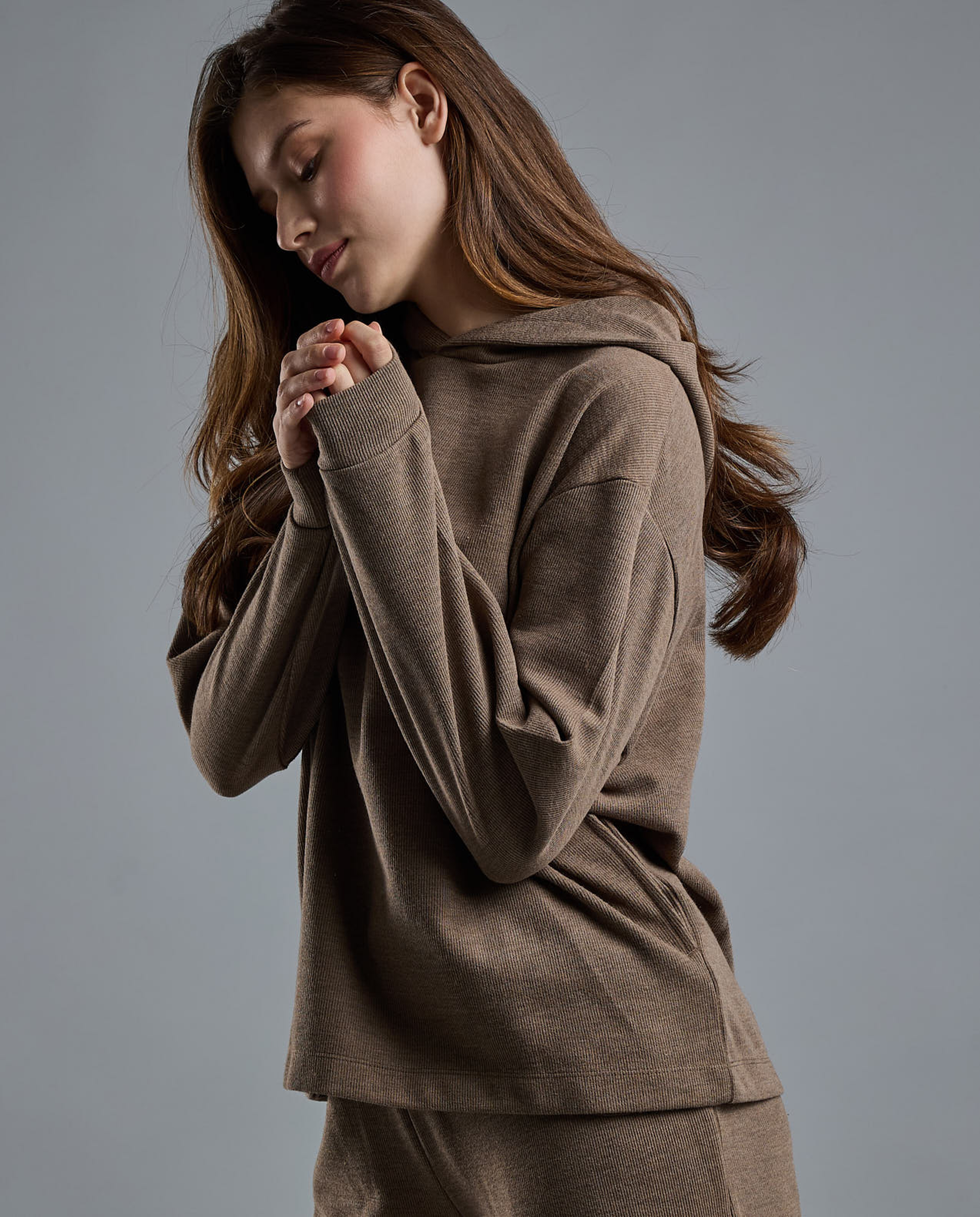 Textured Hoodie with Long Sleeves